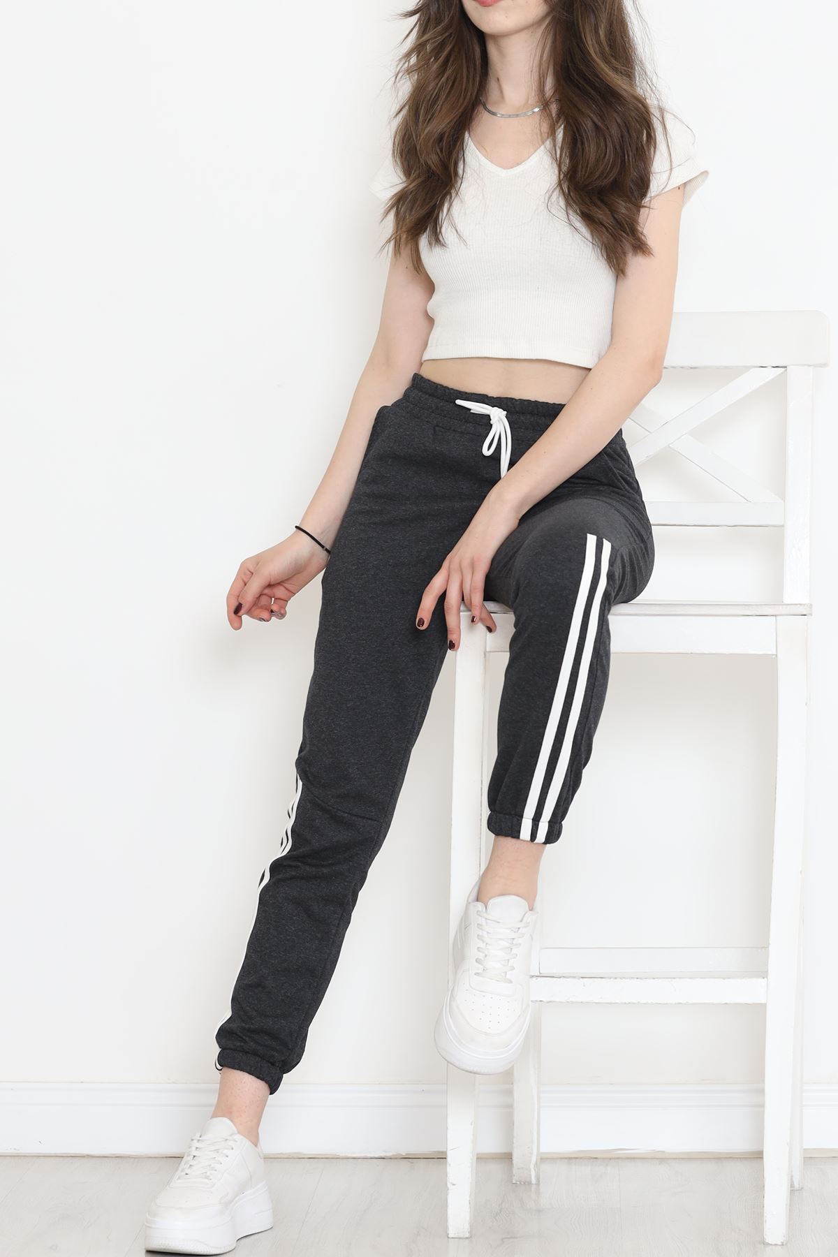 Şeritli Eşofman Altı Antrasit - 16643.1820.