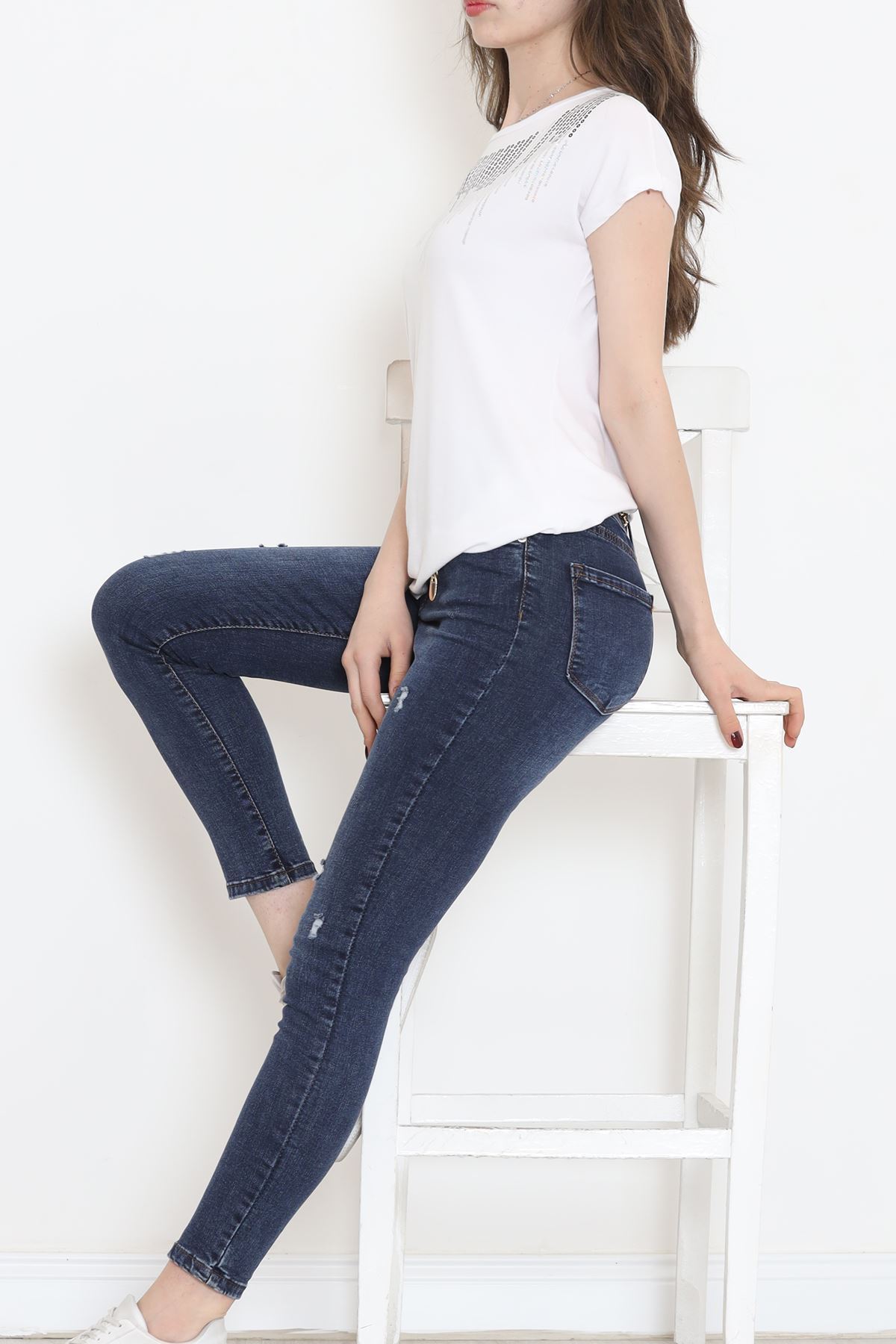 Pul Detaylı Bluz Beyaz - 17145.599.