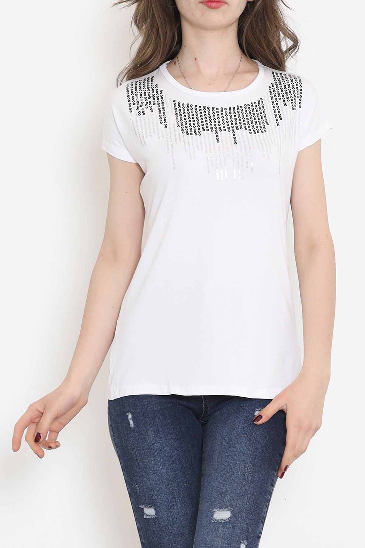 Pul Detaylı Bluz Beyaz - 17145.599.