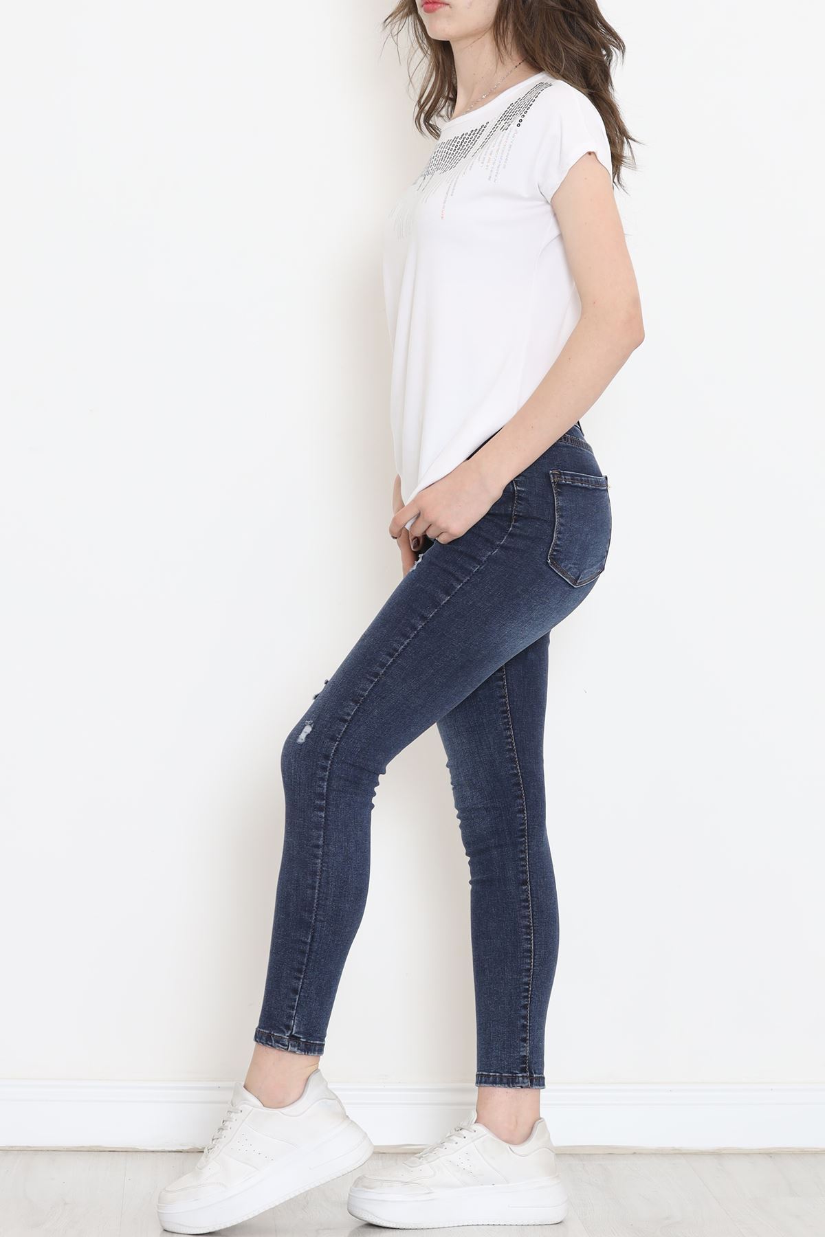 Pul Detaylı Bluz Beyaz - 17145.599.