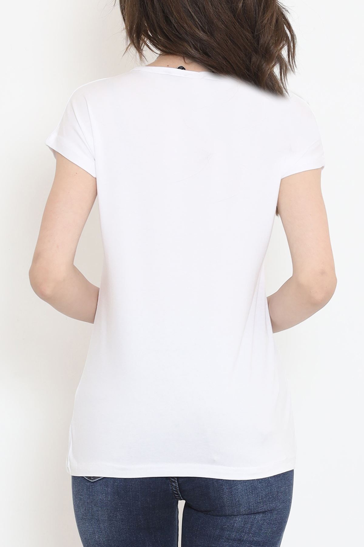 Pul Detaylı Bluz Beyaz - 17145.599.