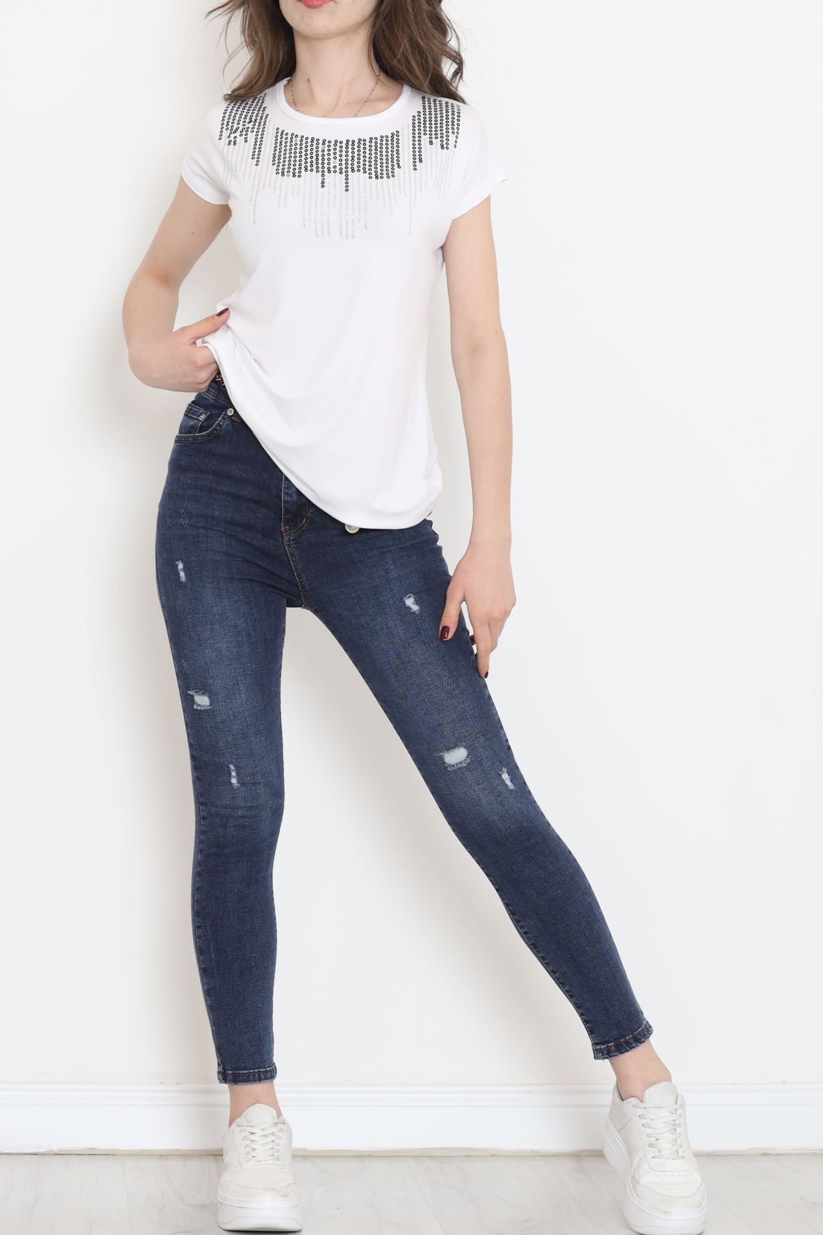 Pul Detaylı Bluz Beyaz - 17145.599.