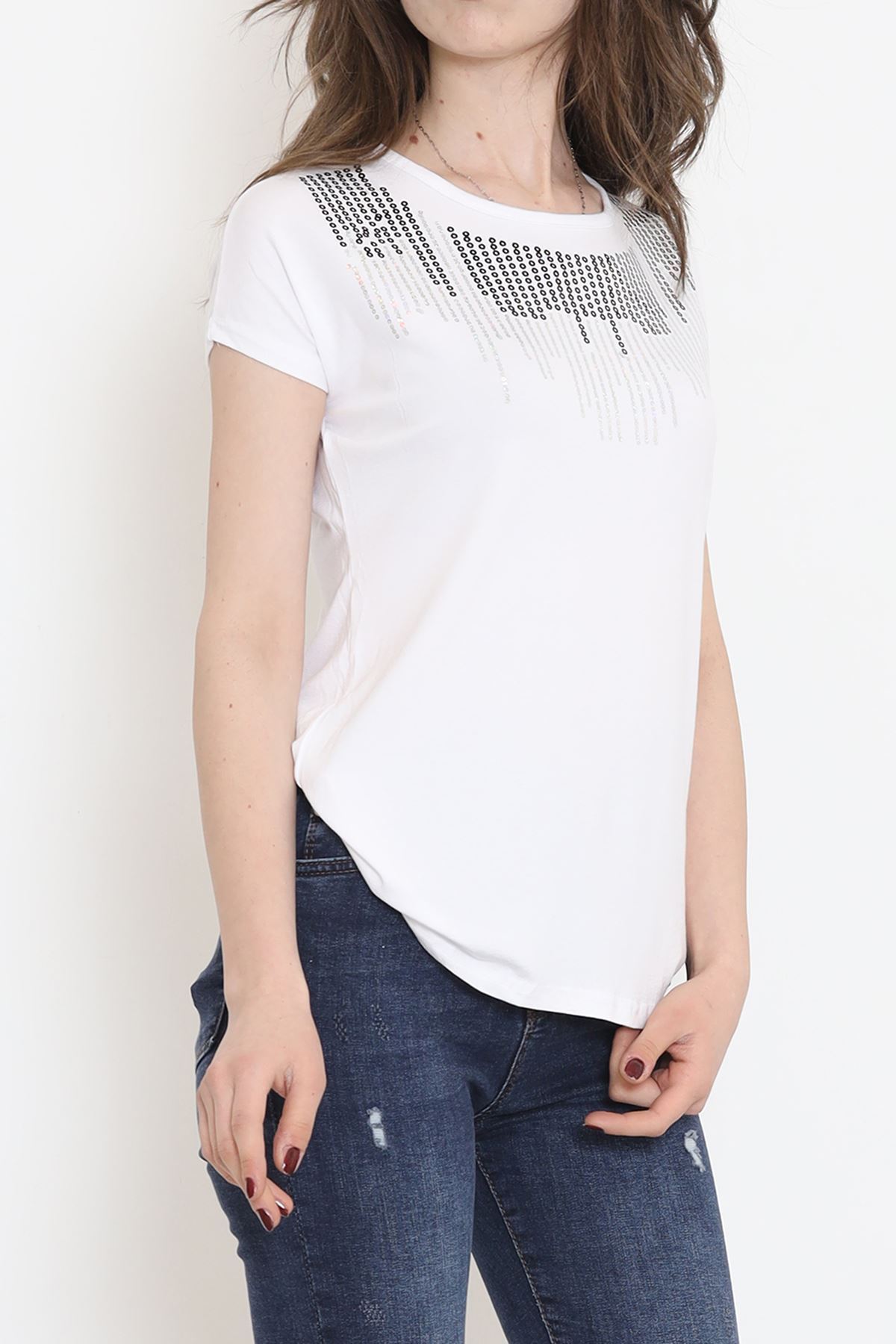 Pul Detaylı Bluz Beyaz - 17145.599.