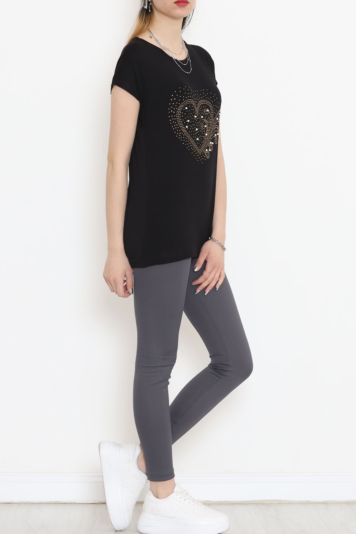 İncili Taş Detaylı Bluz Siyah - 18169.599.