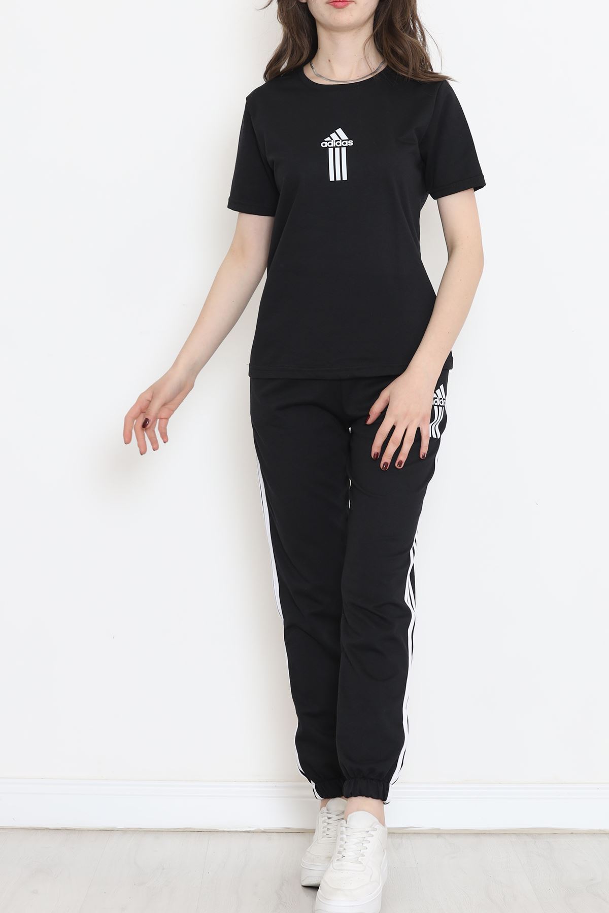 Şeritli Baskılı Eşofman Takımı Siyah - 16599.5238.