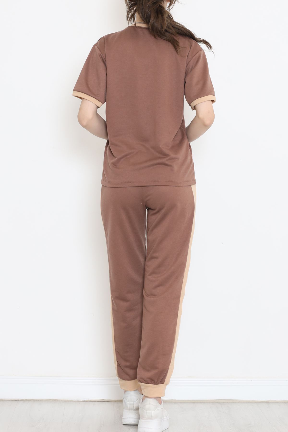 Baskılı İki Renk Eşofman Takımı Acıkahvebej - 16607.5238.