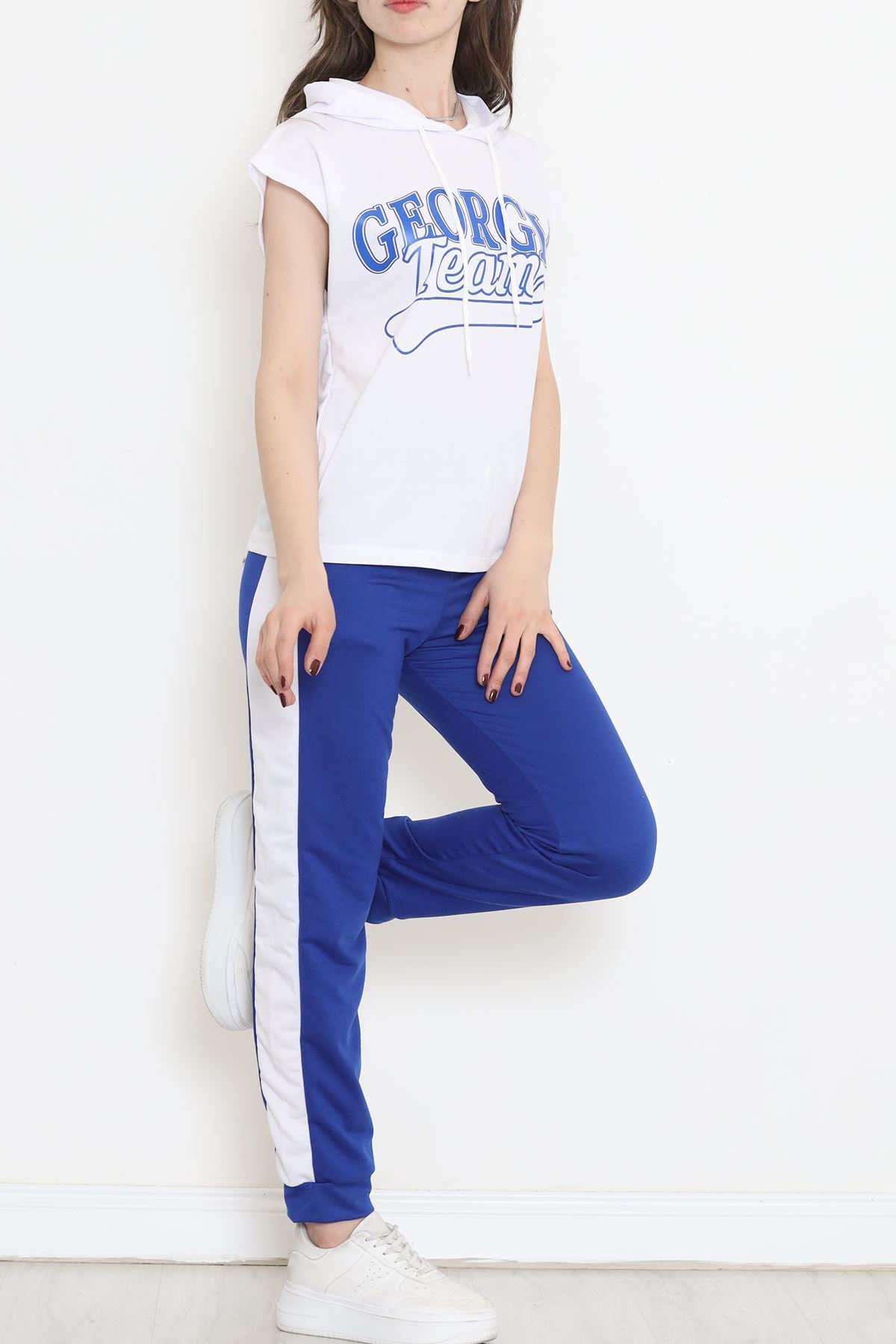 Kapşonlu Baskılı Eşofman Takımı Beyazsaks - 16600.5238.