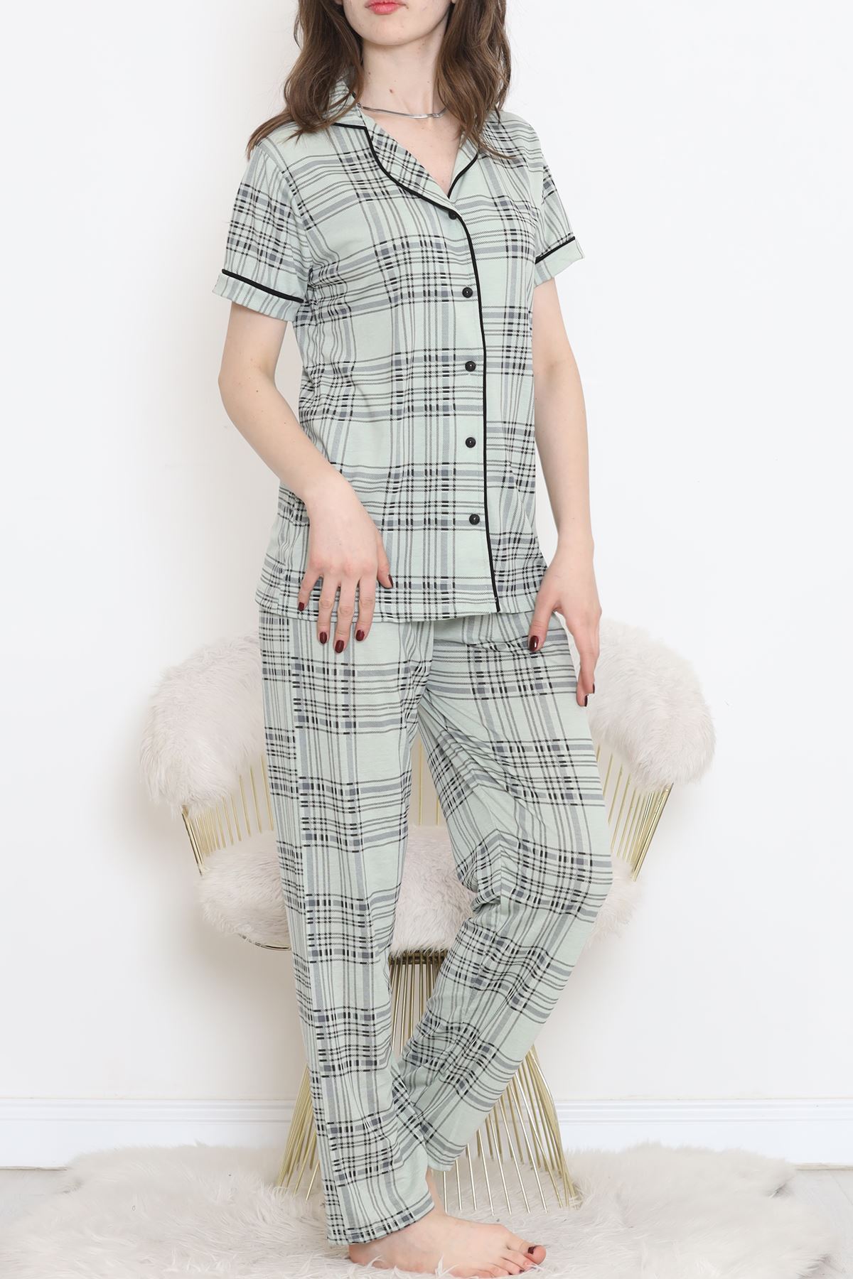 Poliviskon Arabiyeli Kısa Kollu Takım Mintsiyah - 927.1287.