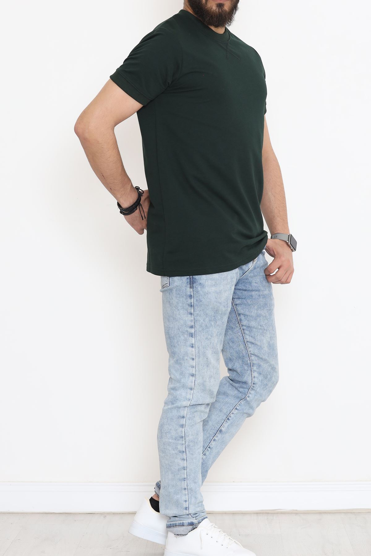 Bisiklet Yaka İki İplik Tişört Zümrüt - 152430.275.