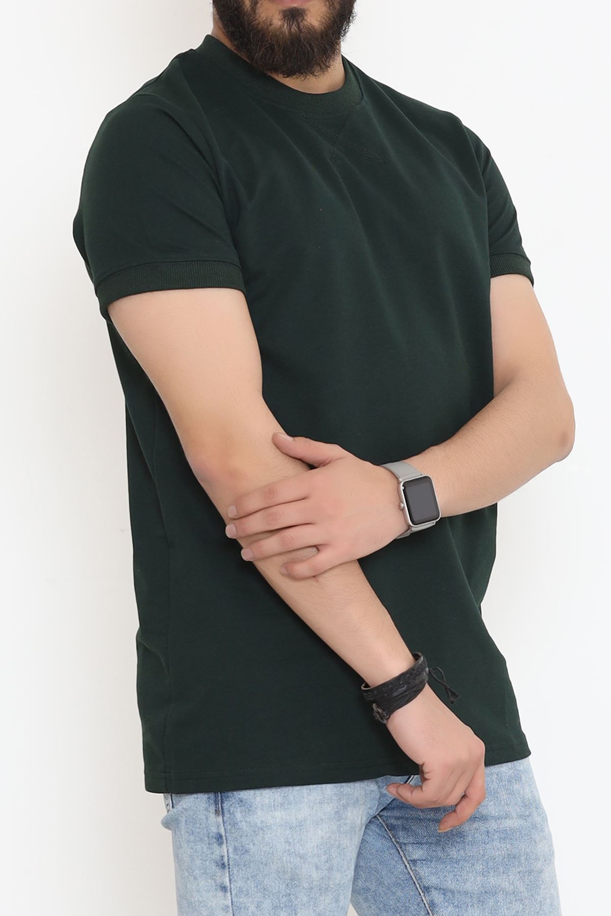 Bisiklet Yaka İki İplik Tişört Zümrüt - 152430.275.