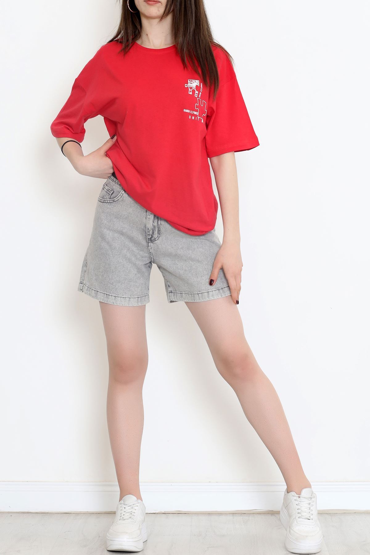 Baskılı Tişört Kırmızı - 17379.1778.