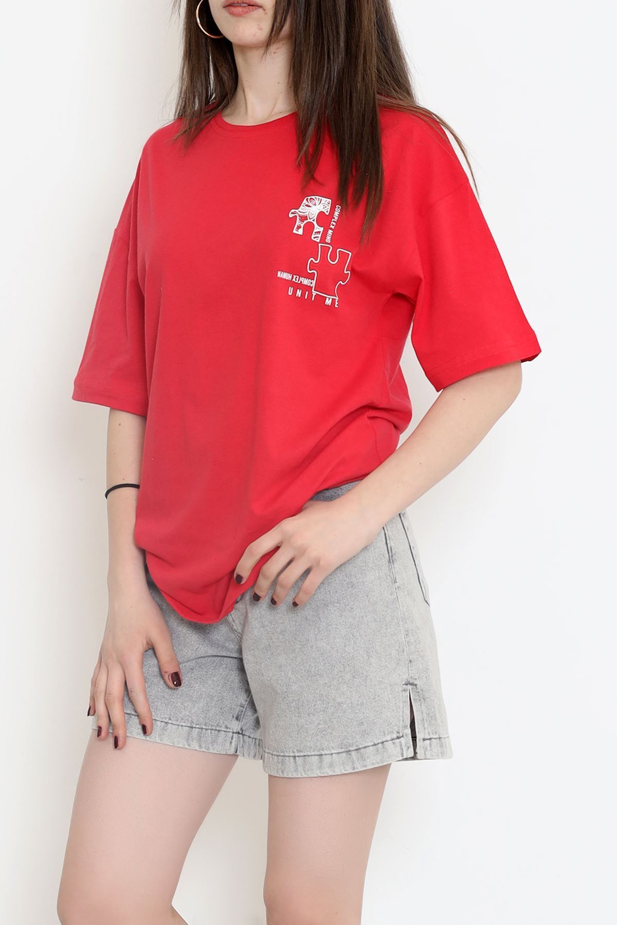 Baskılı Tişört Kırmızı - 17379.1778.