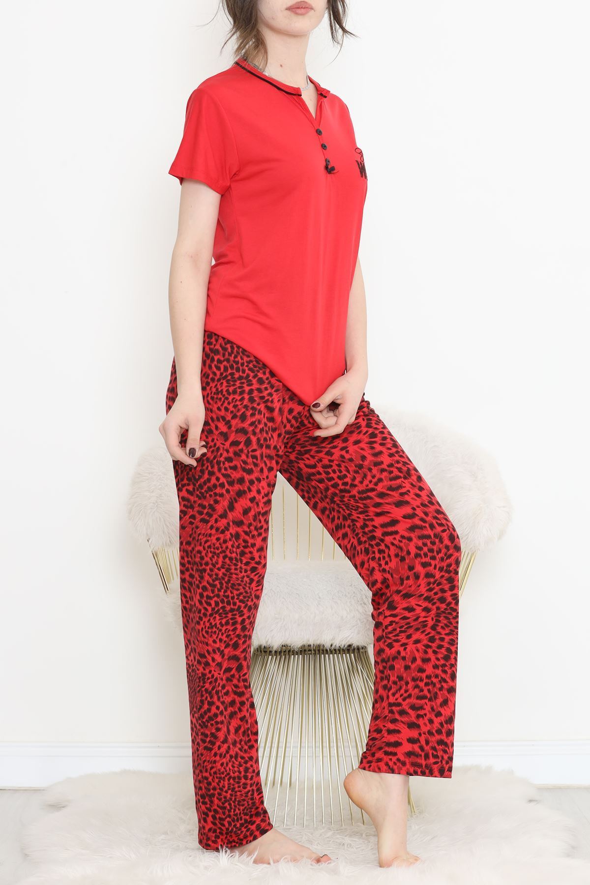 Armut Yaka Ara Biyeli Kısa Kollu Takım Kırmızısiyah - 705.1287.