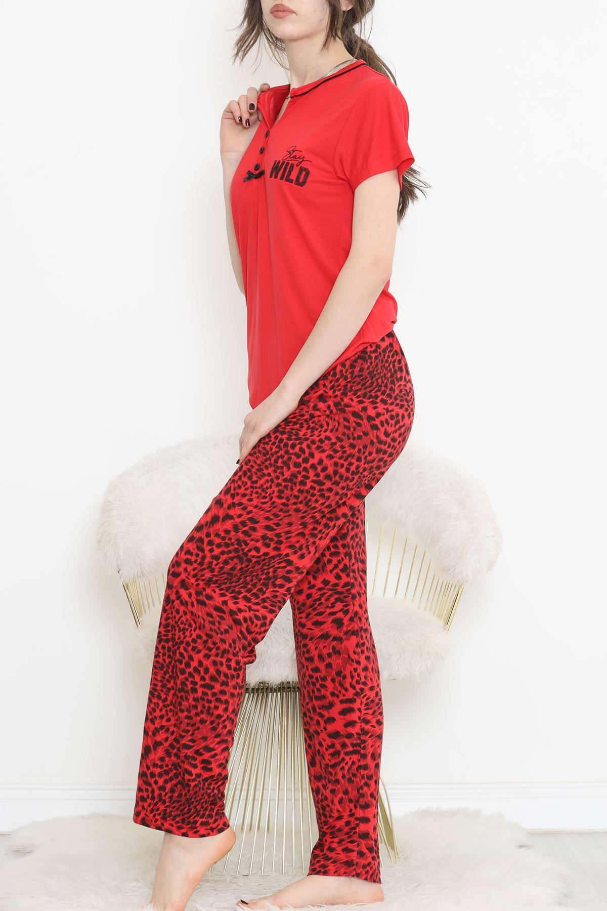 Armut Yaka Ara Biyeli Kısa Kollu Takım Kırmızısiyah - 705.1287.