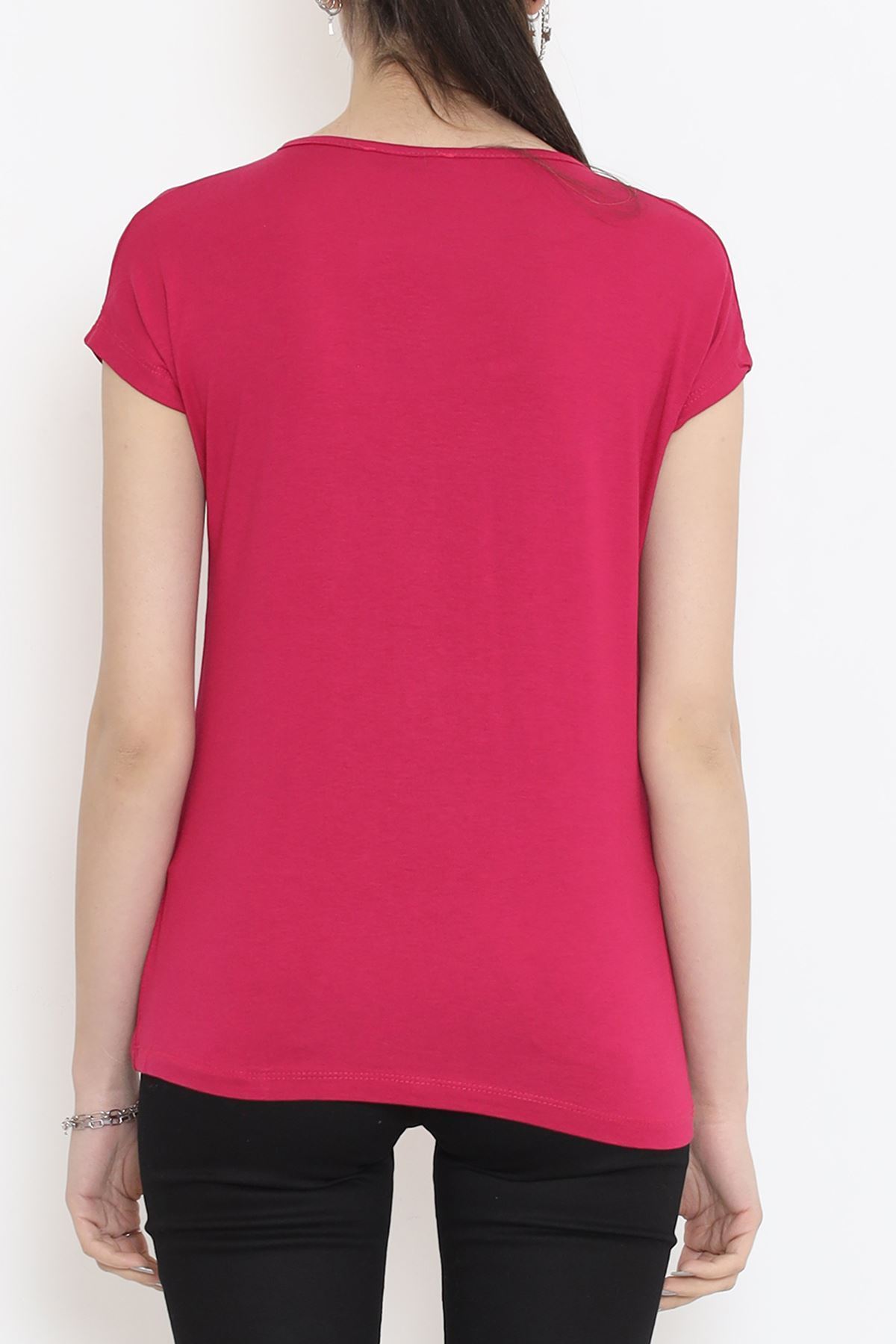 Yaka Zincir Detaylı Bluz Fuşya - 18156.599.