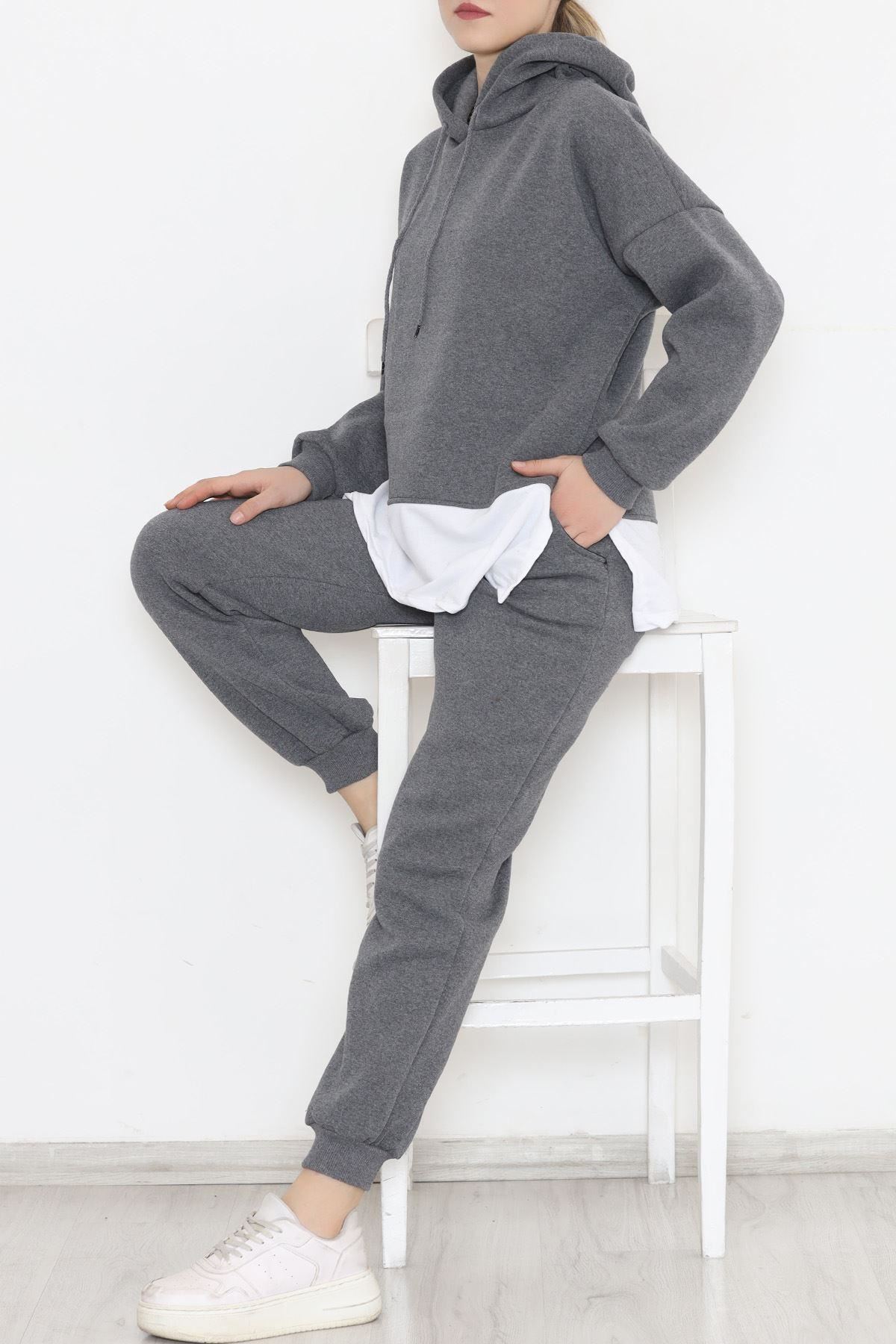 Parçalı 3 İplik Eşofman Takım Füme - 12516.5238.