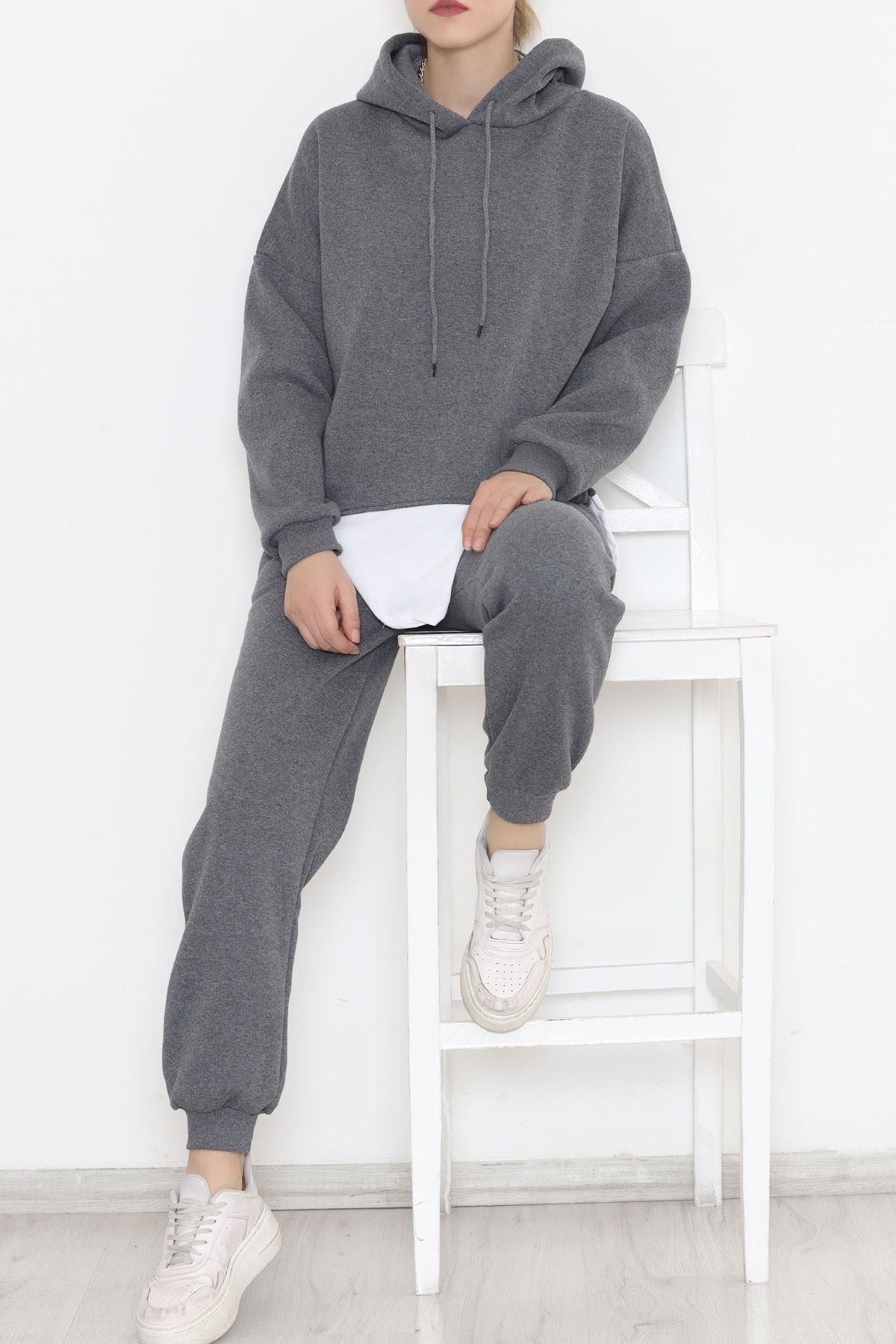 Parçalı 3 İplik Eşofman Takım Füme - 12516.5238.