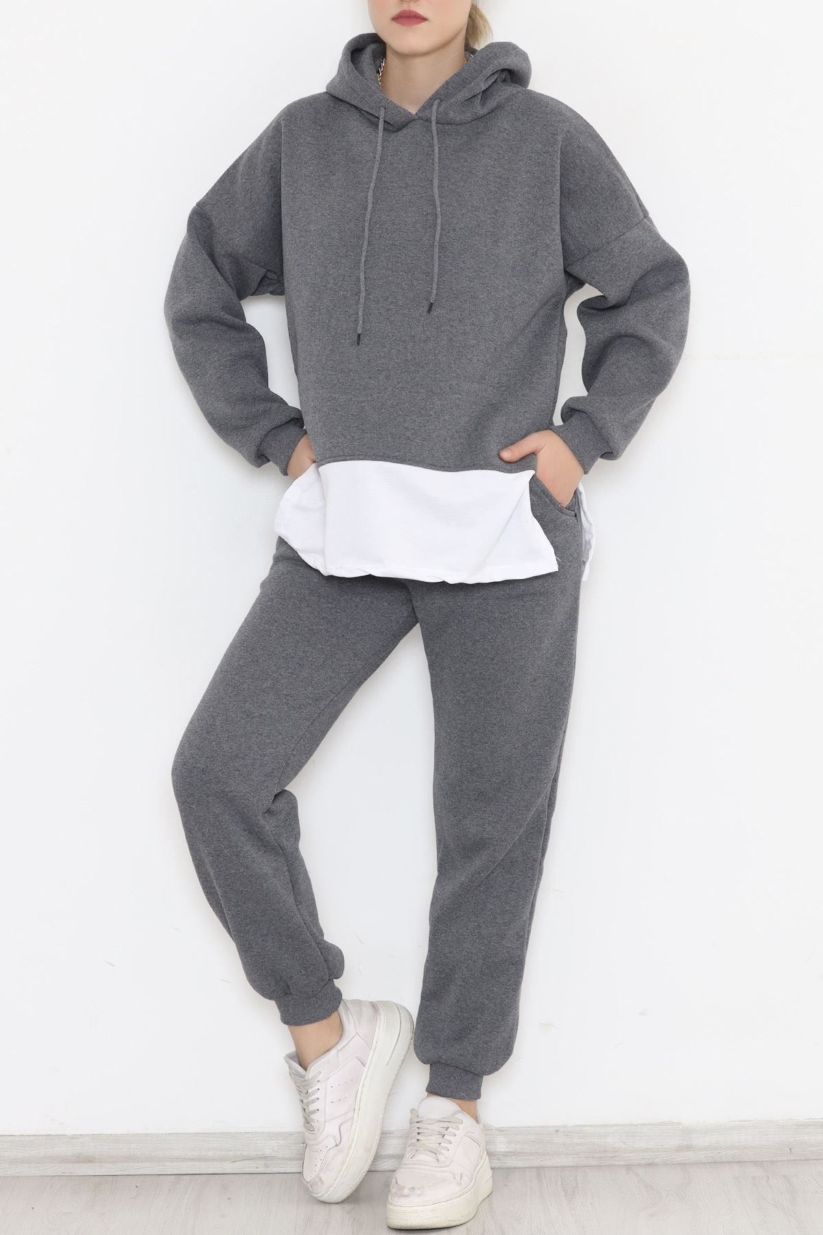 Parçalı 3 İplik Eşofman Takım Füme - 12516.5238.