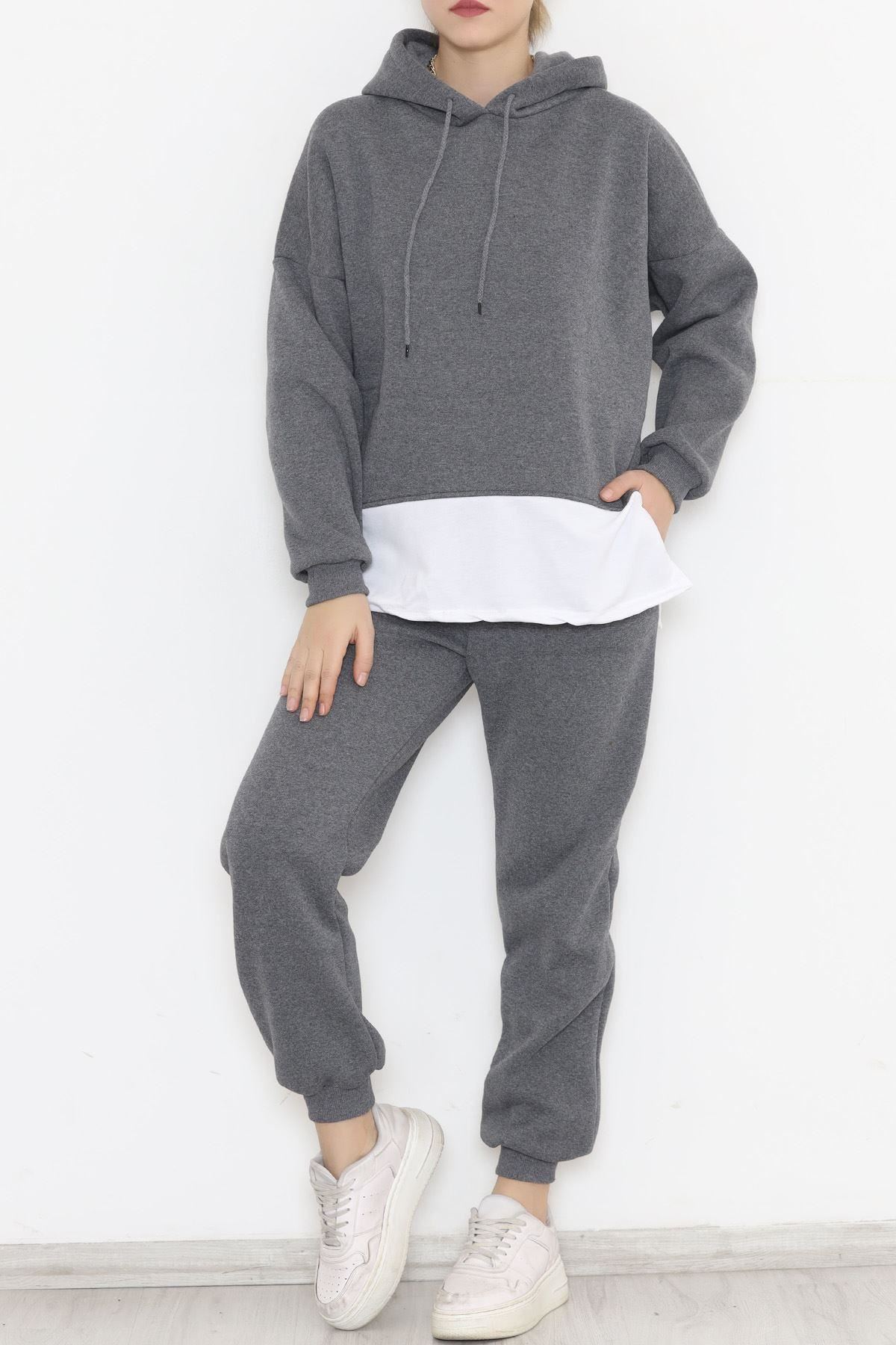 Parçalı 3 İplik Eşofman Takım Füme - 12516.5238.