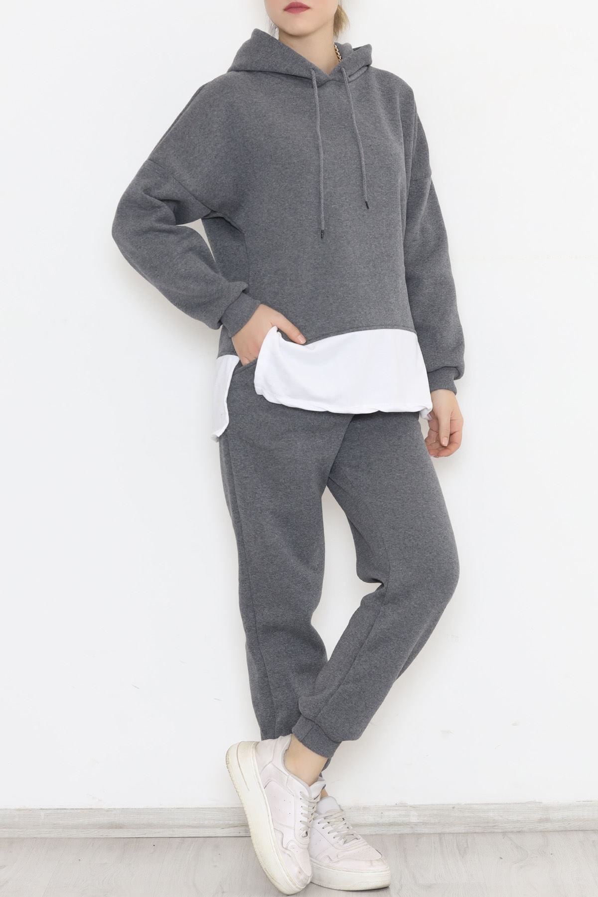 Parçalı 3 İplik Eşofman Takım Füme - 12516.5238.