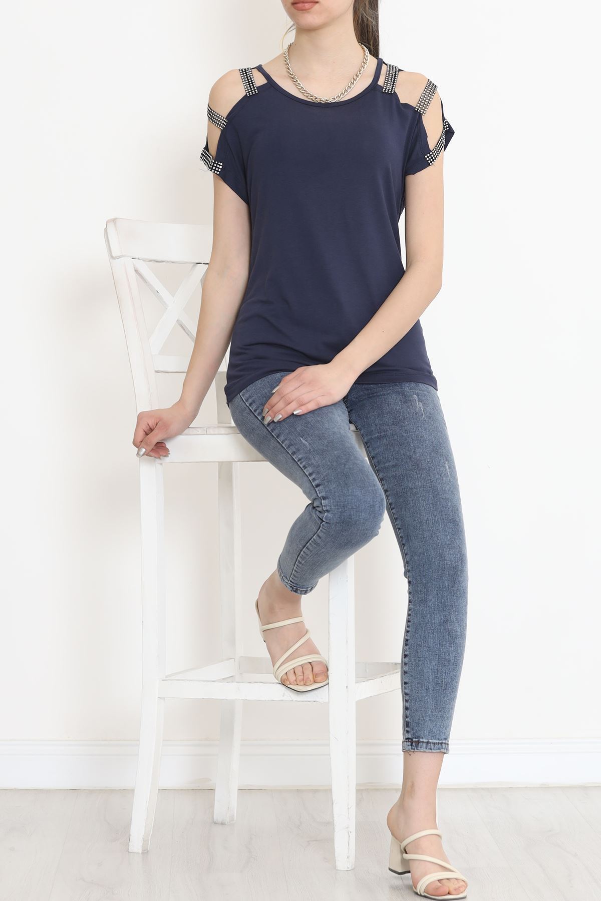 Omuz Dekolteli Bluz İndigo - 11273.599.