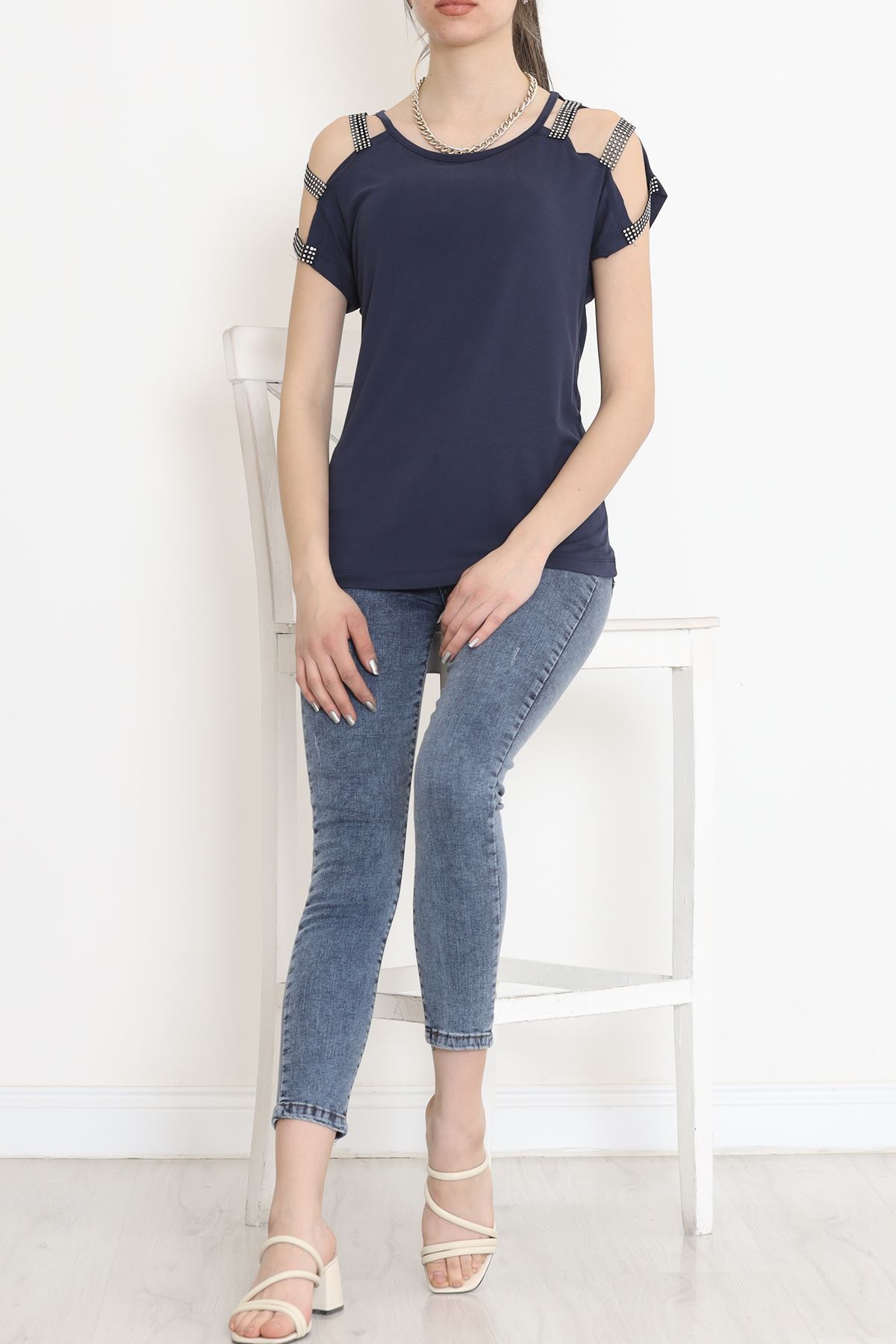 Omuz Dekolteli Bluz İndigo - 11273.599.