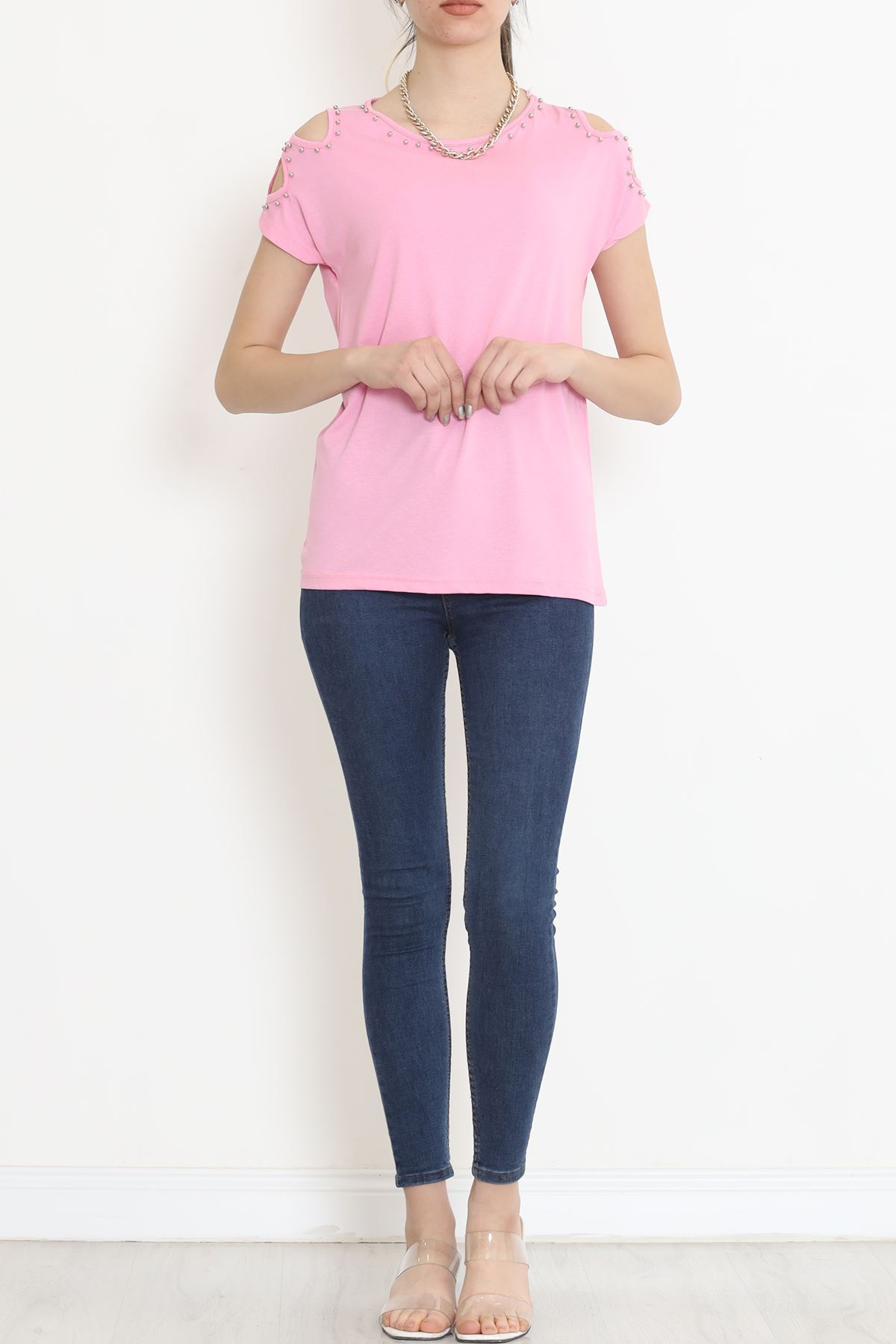 Omuz Dekolteli Bluz Pembe - 11395.599.