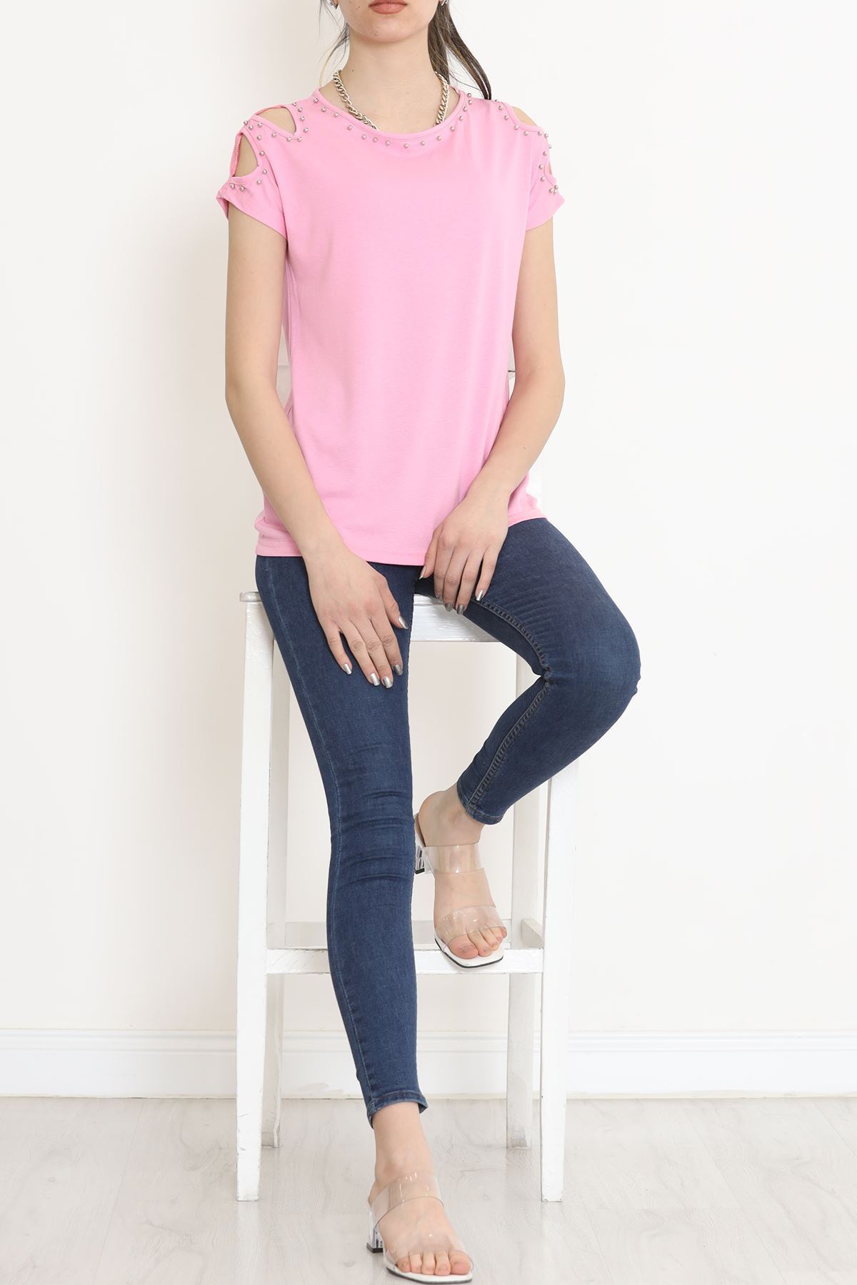 Omuz Dekolteli Bluz Pembe - 11395.599.