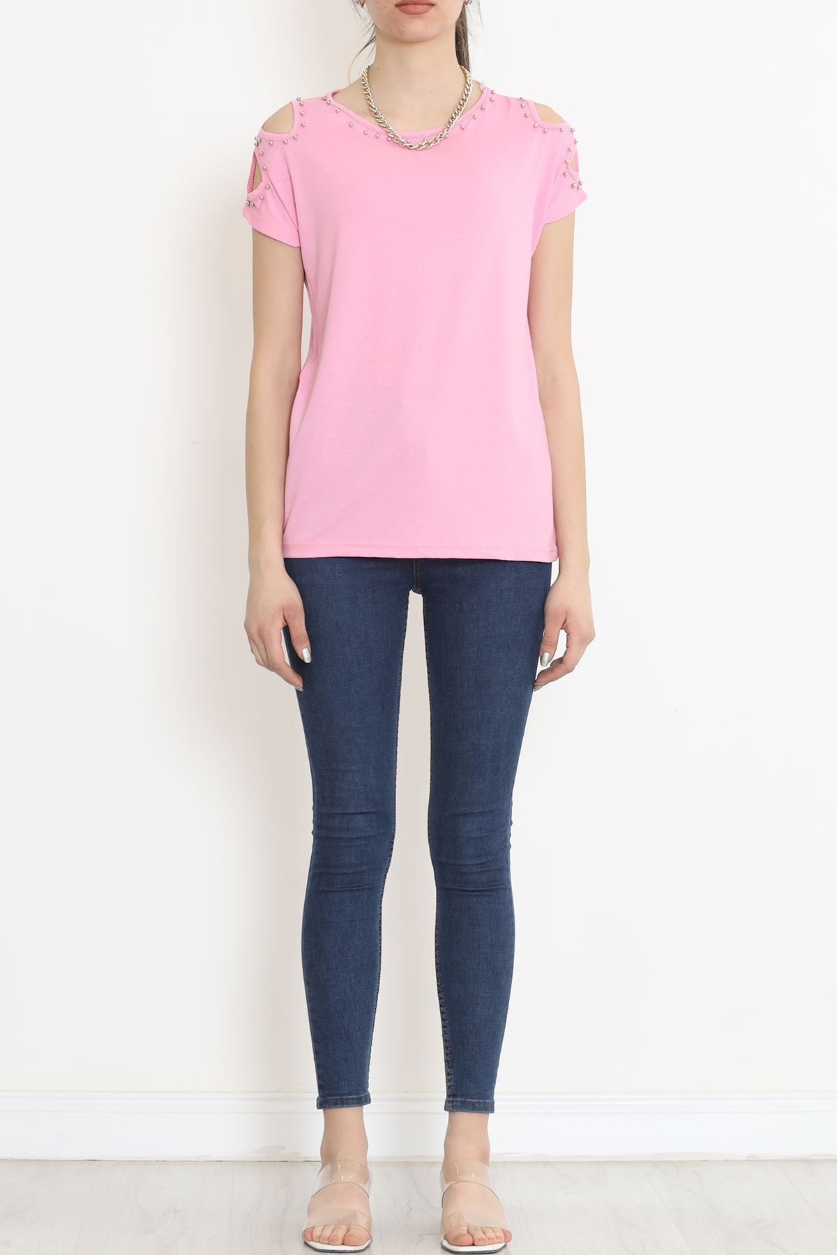 Omuz Dekolteli Bluz Pembe - 11395.599.