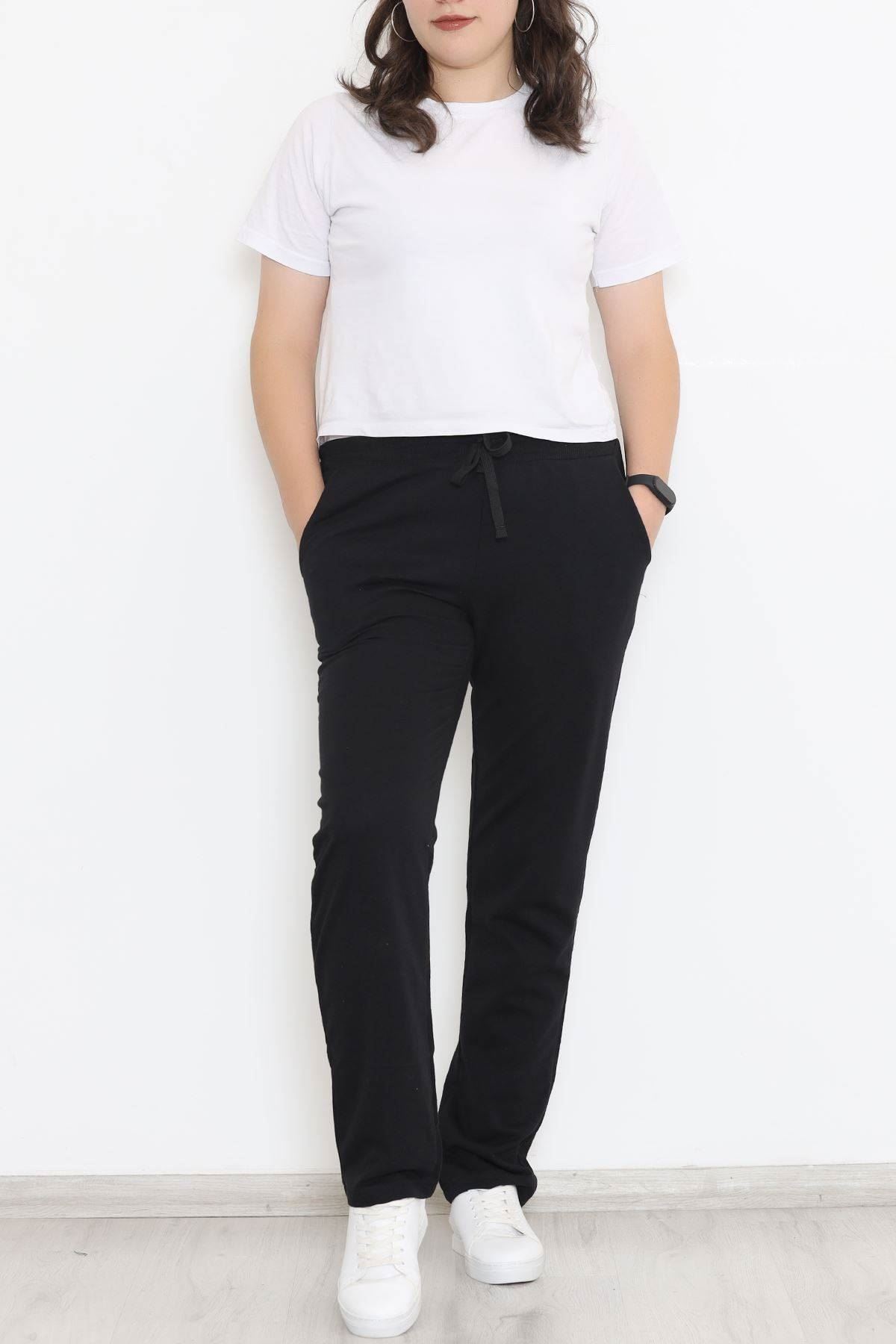 Düz Paça Büyük Beden Eşofman Altı Siyah - 0389.1250.