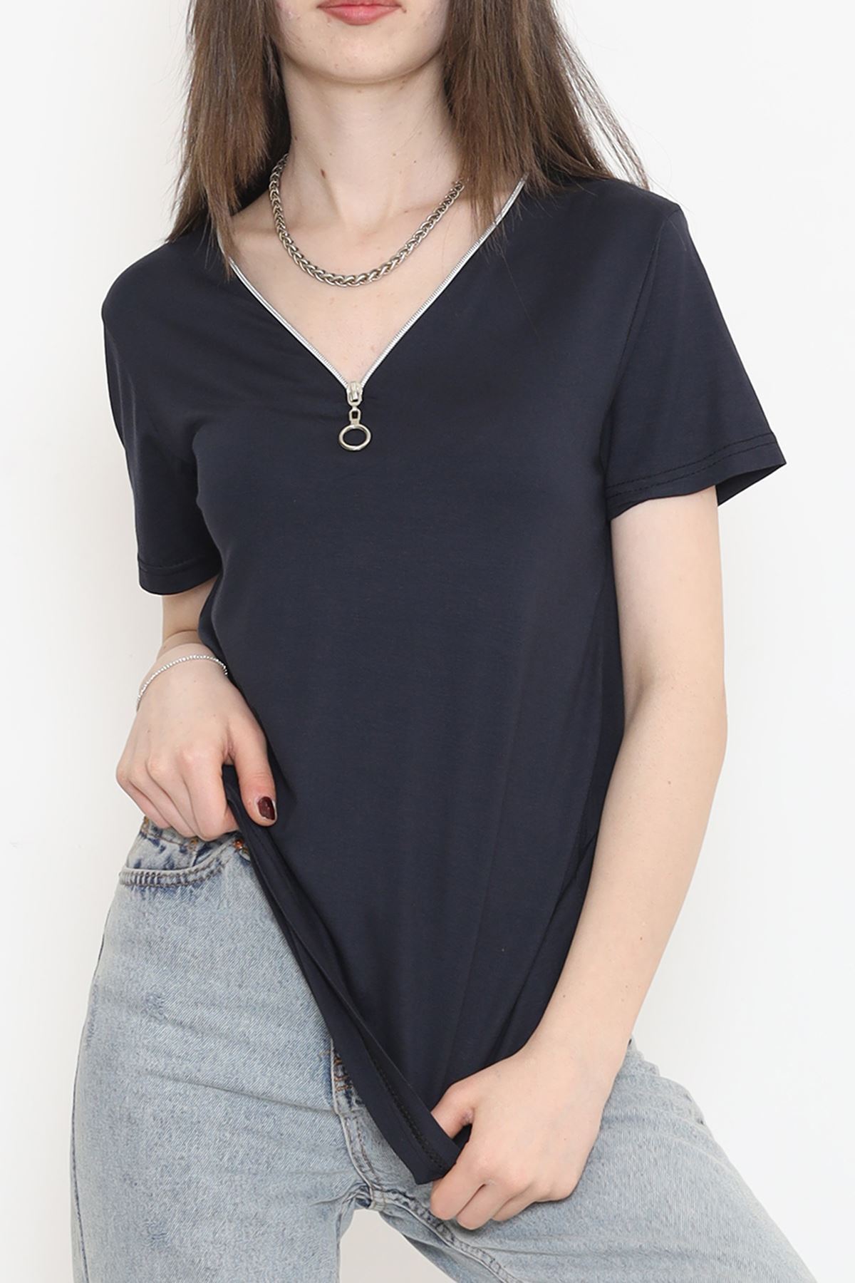 Fermuar Detaylı Bluz Koyufüme1 - 11366.599.