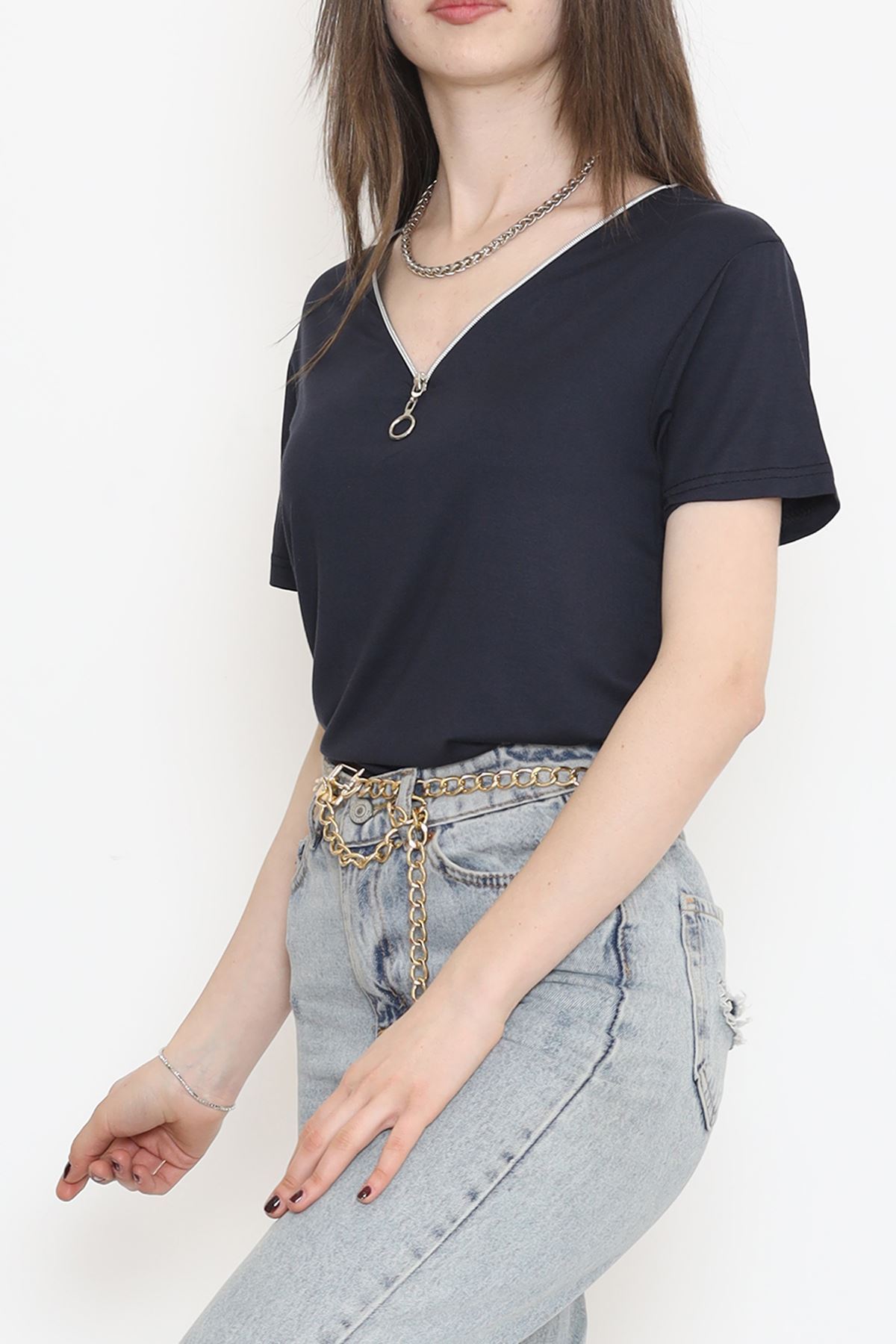 Fermuar Detaylı Bluz Koyufüme1 - 11366.599.