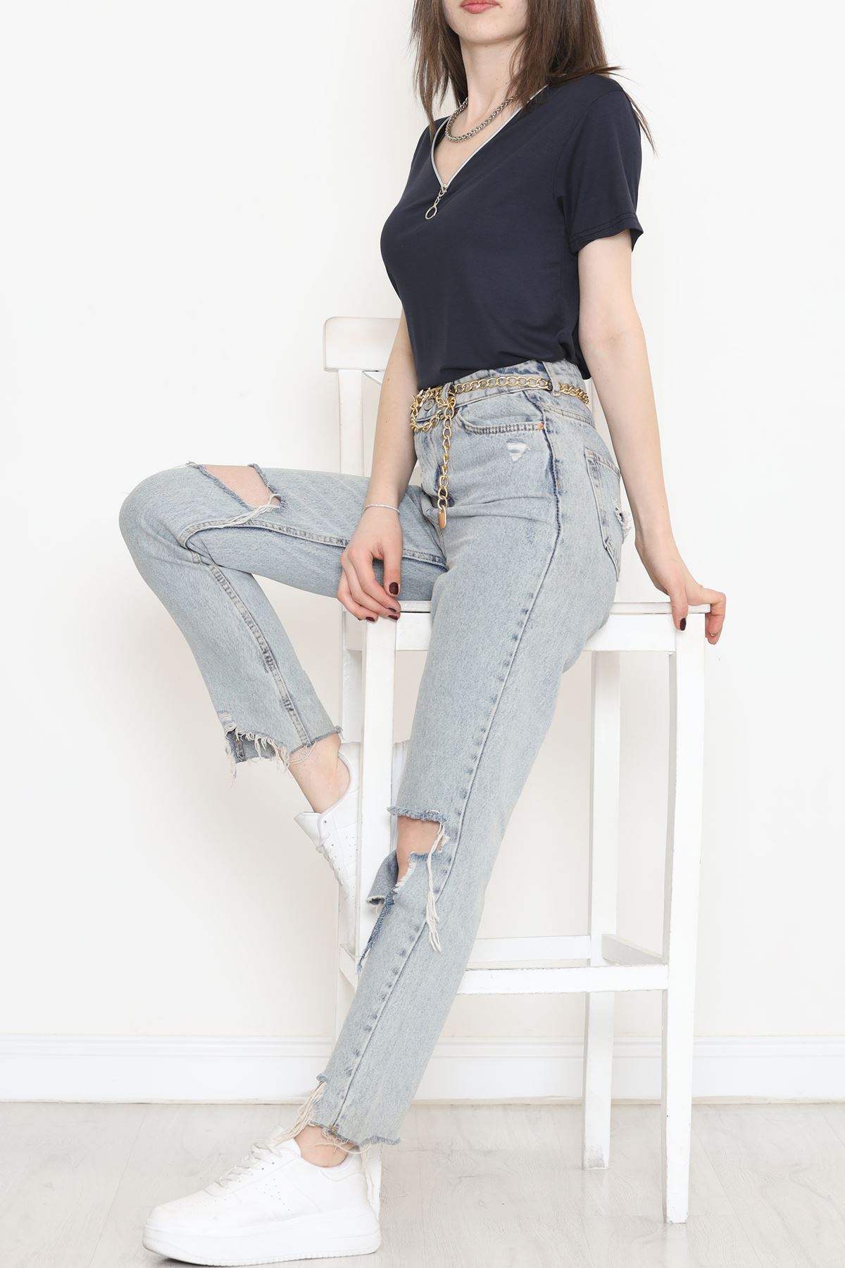 Fermuar Detaylı Bluz Koyufüme1 - 11366.599.