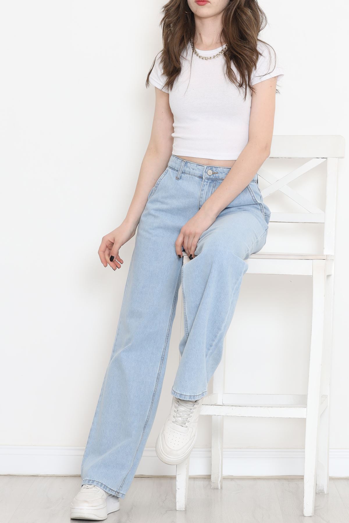 Yan Cepli Palazzo Kot Pantolon Açıkmavi - 18257.1831.