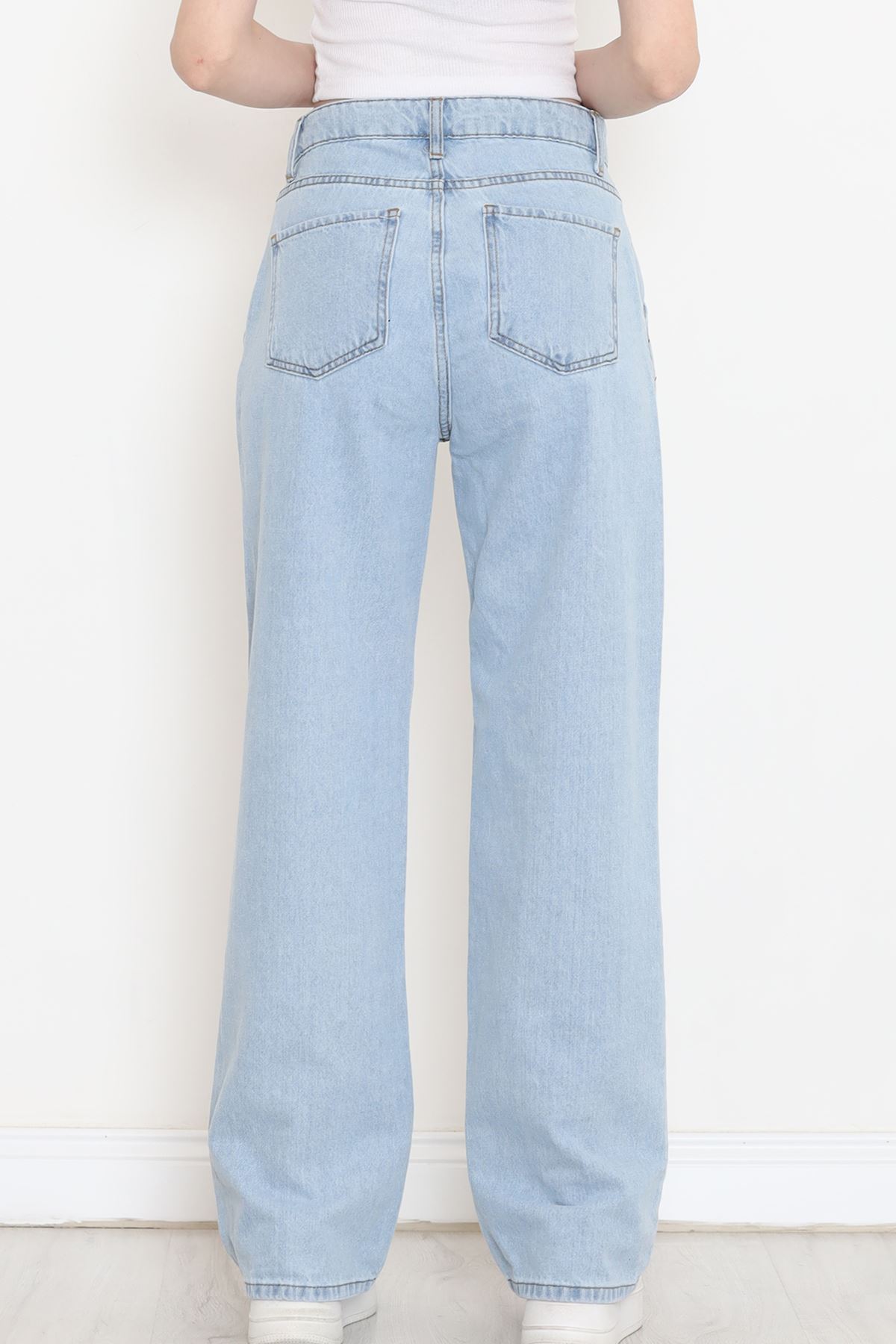 Yan Cepli Palazzo Kot Pantolon Açıkmavi - 18257.1831.