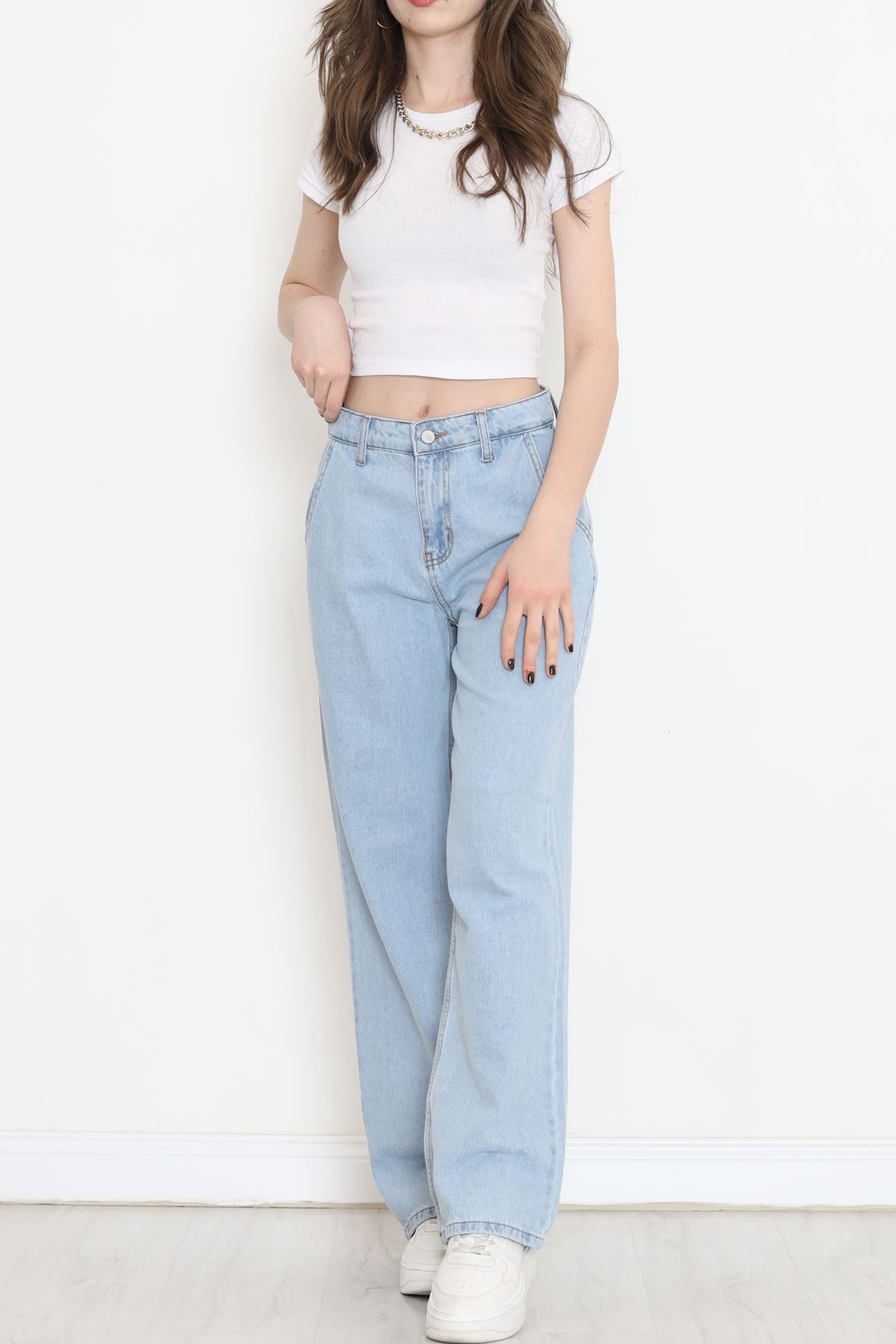 Yan Cepli Palazzo Kot Pantolon Açıkmavi - 18257.1831.