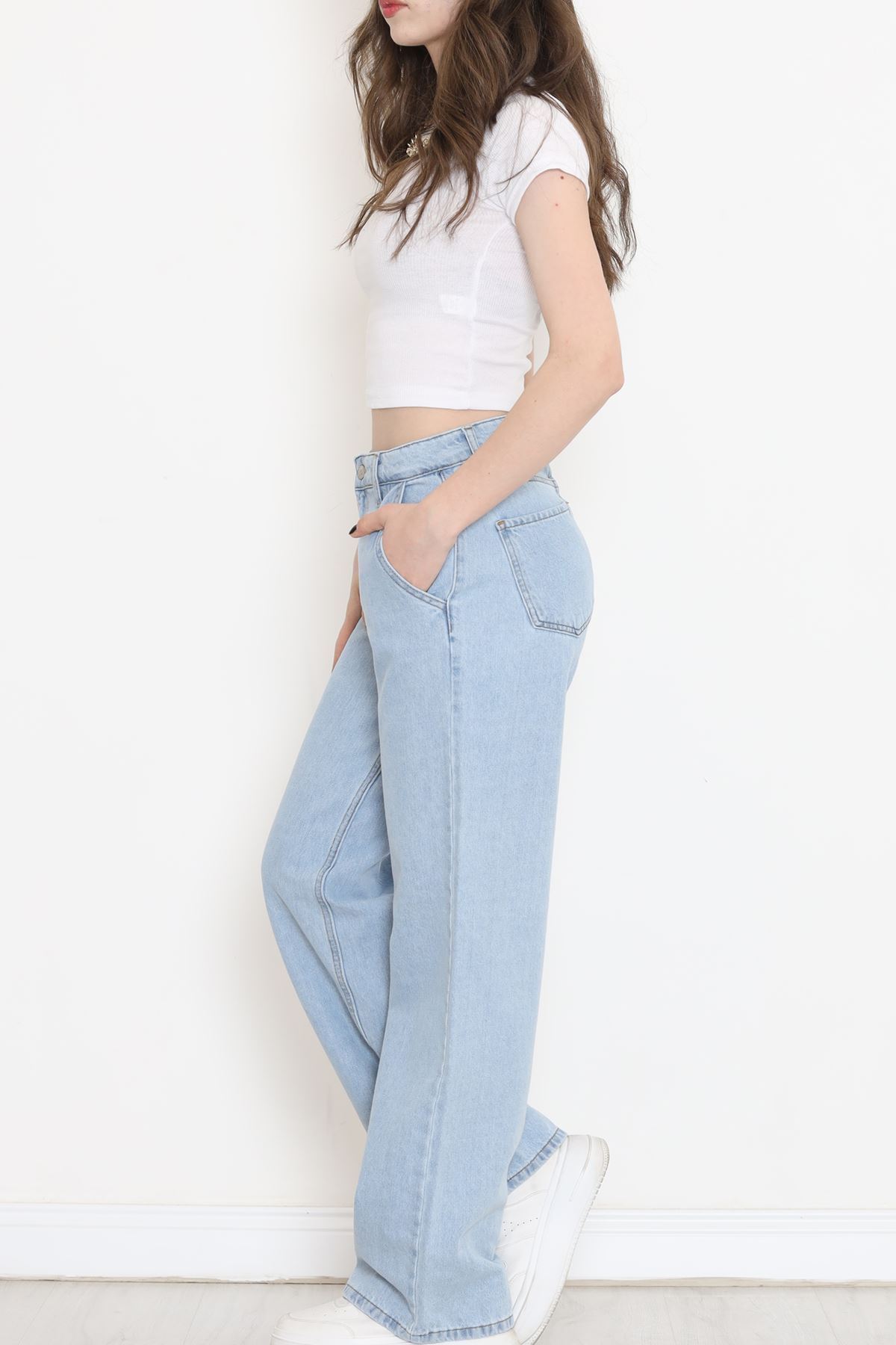 Yan Cepli Palazzo Kot Pantolon Açıkmavi - 18257.1831.