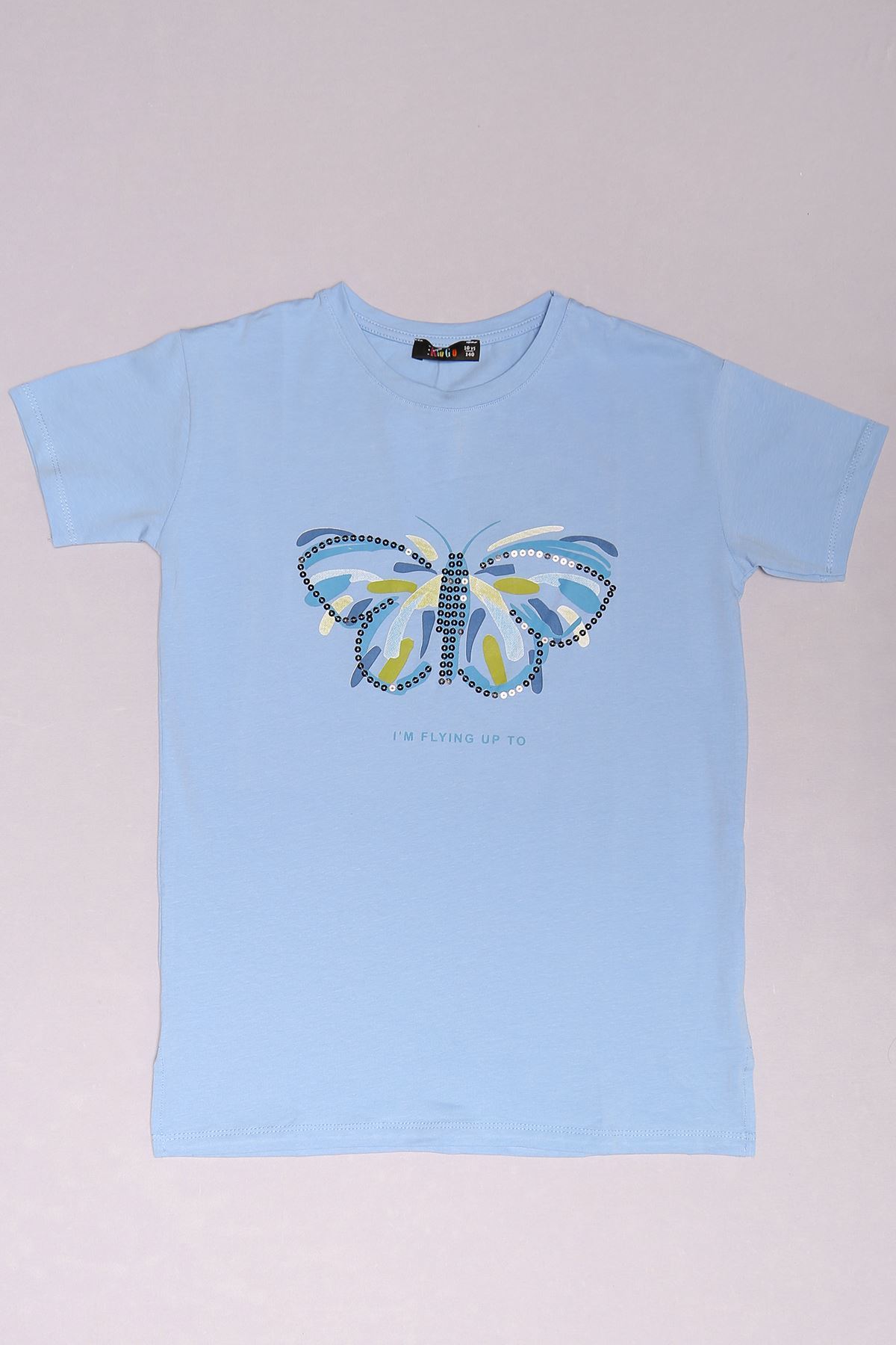 10-16 Yaş Baskılı Çocuk Tişört Mavi - 17794.1567.