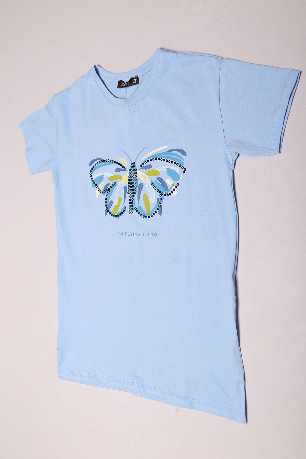 10-16 Yaş Baskılı Çocuk Tişört Mavi - 17794.1567.