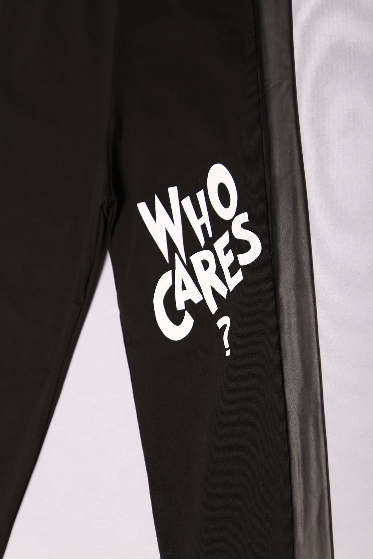 10-14 Yaş Baskılı Çocuk Tayt Siyah - 18083.1567.