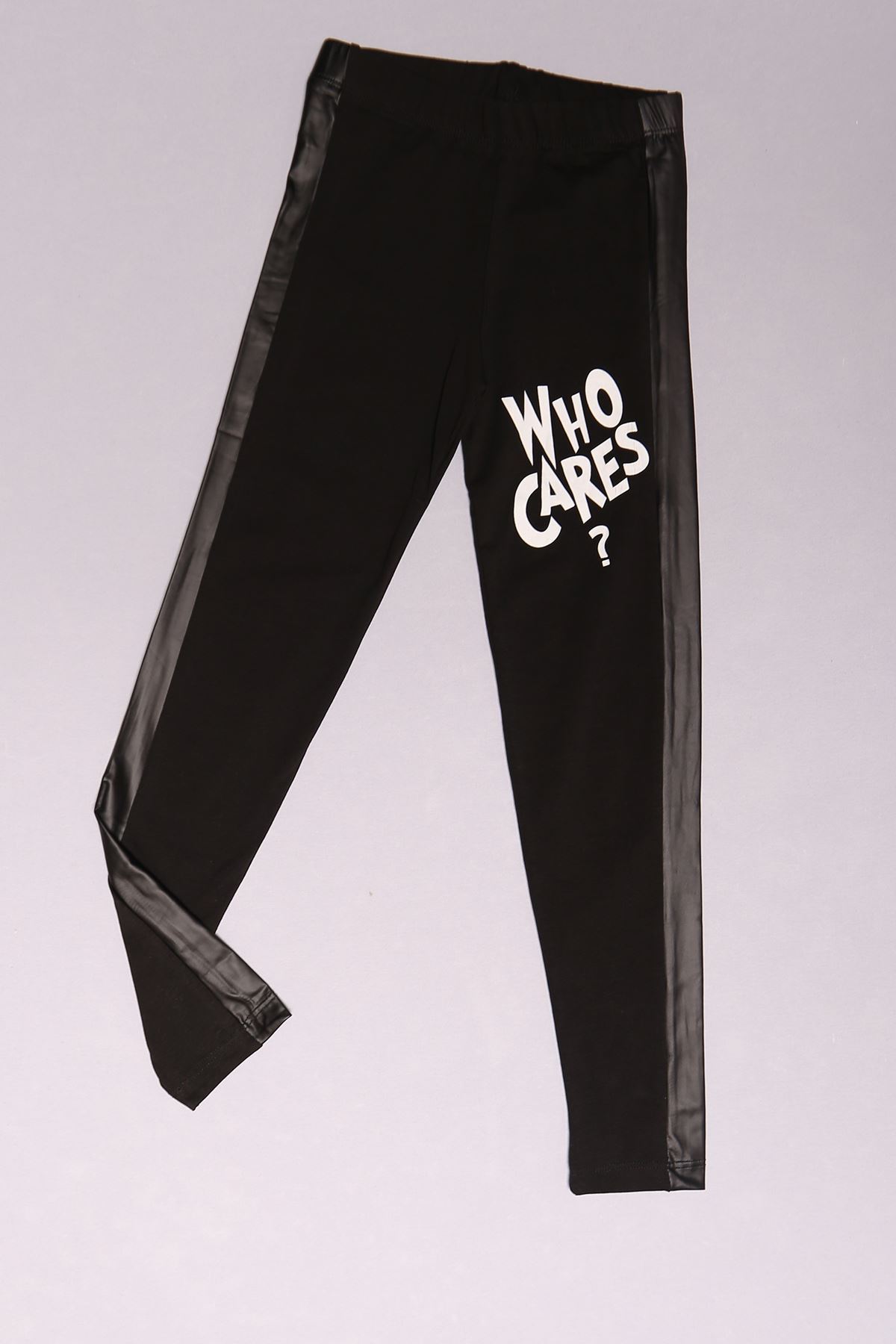 10-14 Yaş Baskılı Çocuk Tayt Siyah - 18083.1567.