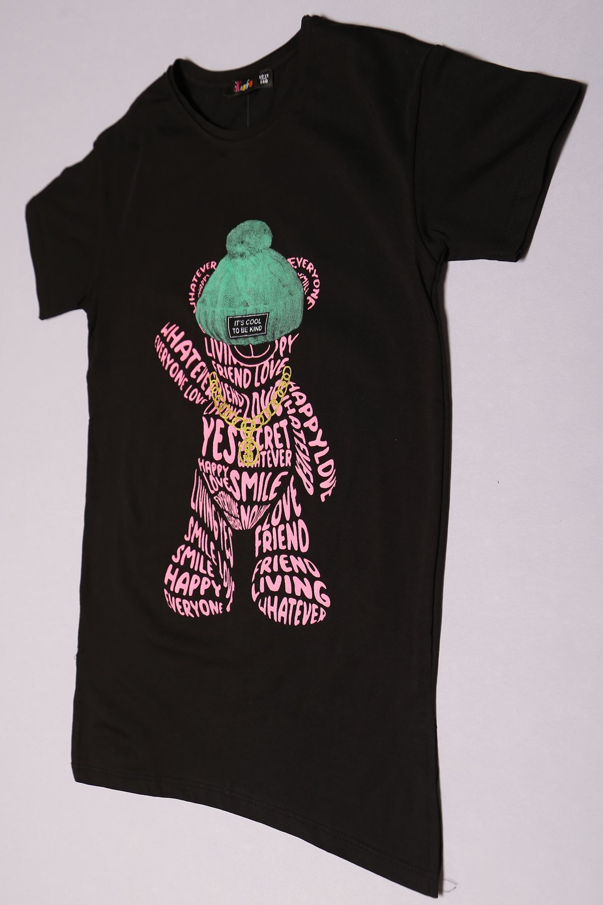 10-16 Yaş Baskılı Çocuk Tişört Siyah - 18060.1567.