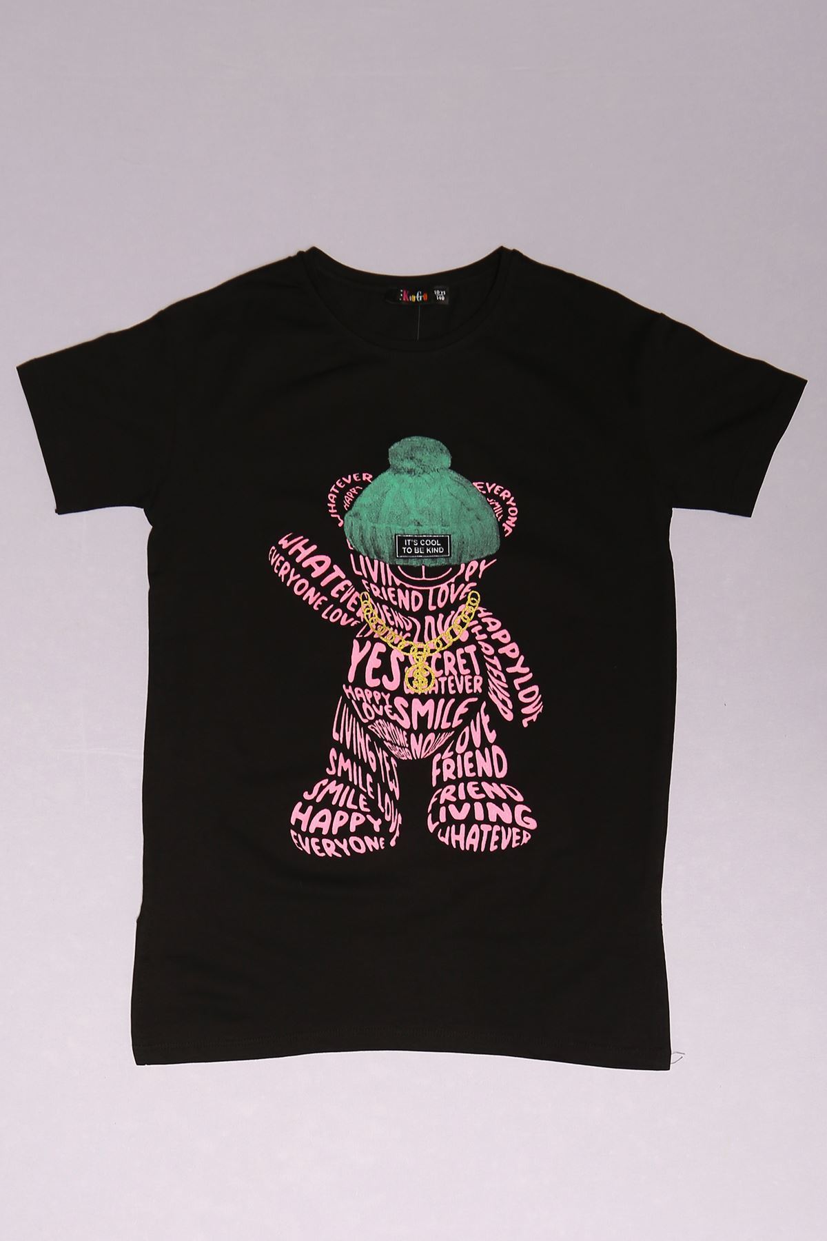 10-16 Yaş Baskılı Çocuk Tişört Siyah - 18060.1567.