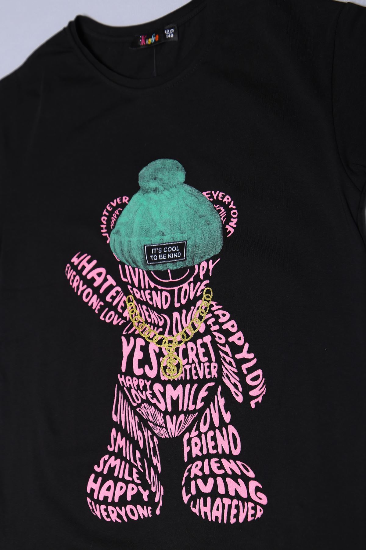 10-16 Yaş Baskılı Çocuk Tişört Siyah - 18060.1567.