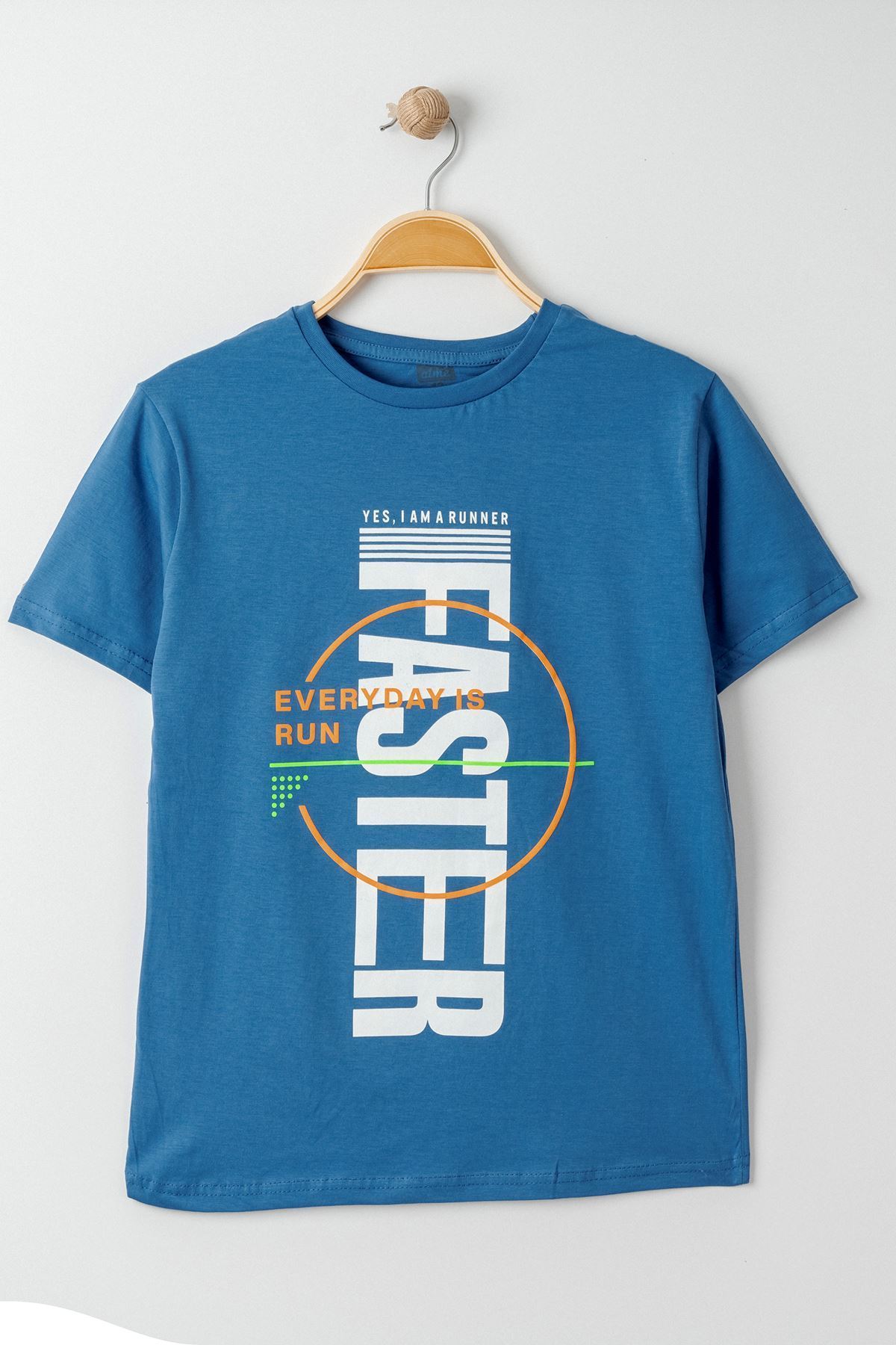 13-16 Yaş Baskılı Erkek Tişört İndigo - 424210.1576.