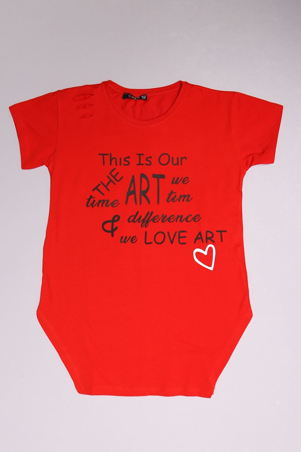 10-16 Yaş Baskılı Çocuk Tişört Kırmızı - 17789.1567.