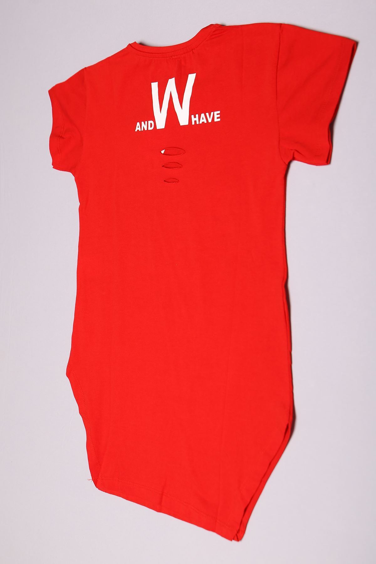 10-16 Yaş Baskılı Çocuk Tişört Kırmızı - 17789.1567.