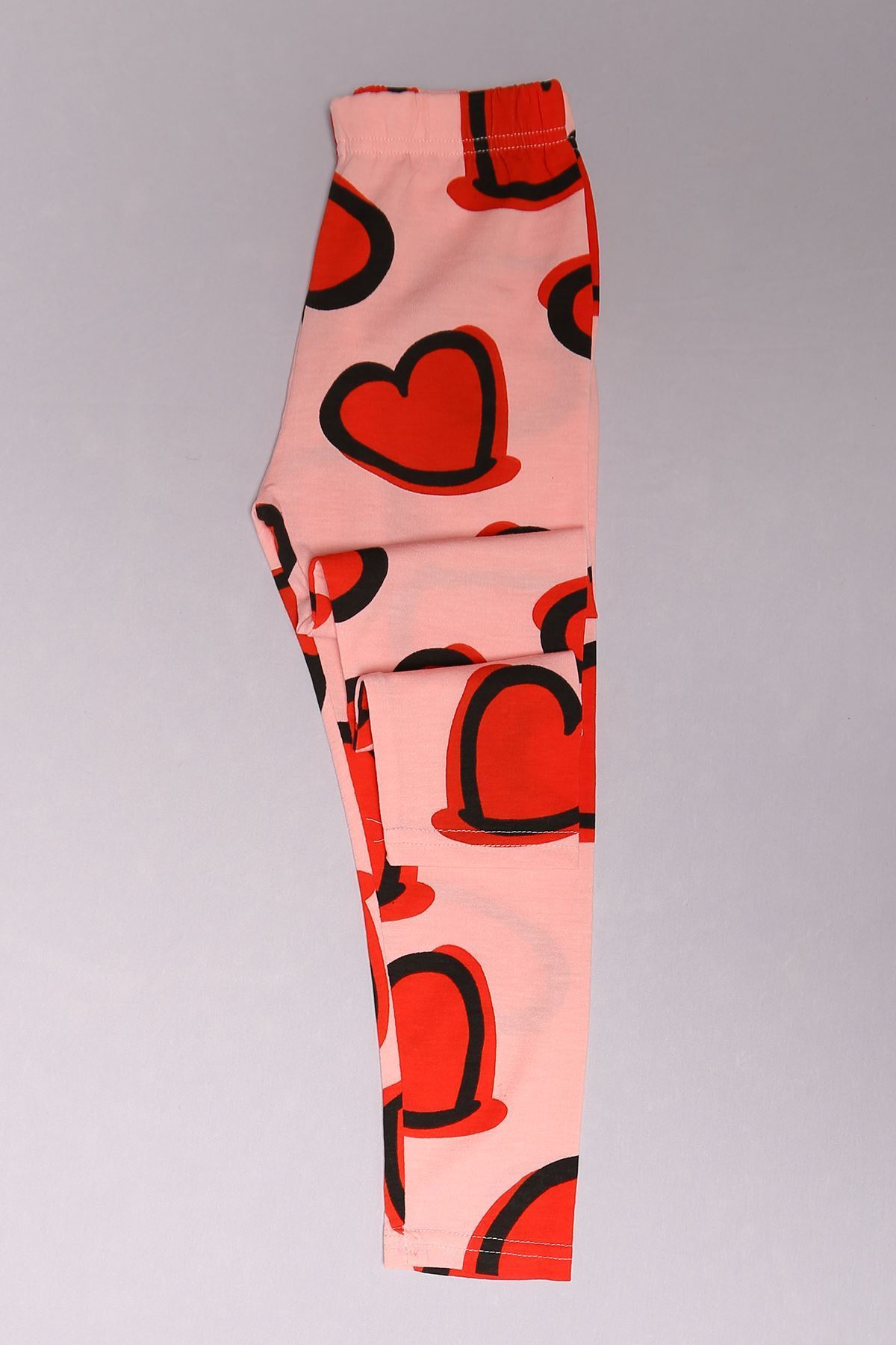 3-8 Yaş Desenli Kız Çocuk Tayt Pembekırmızı - 170.1776.