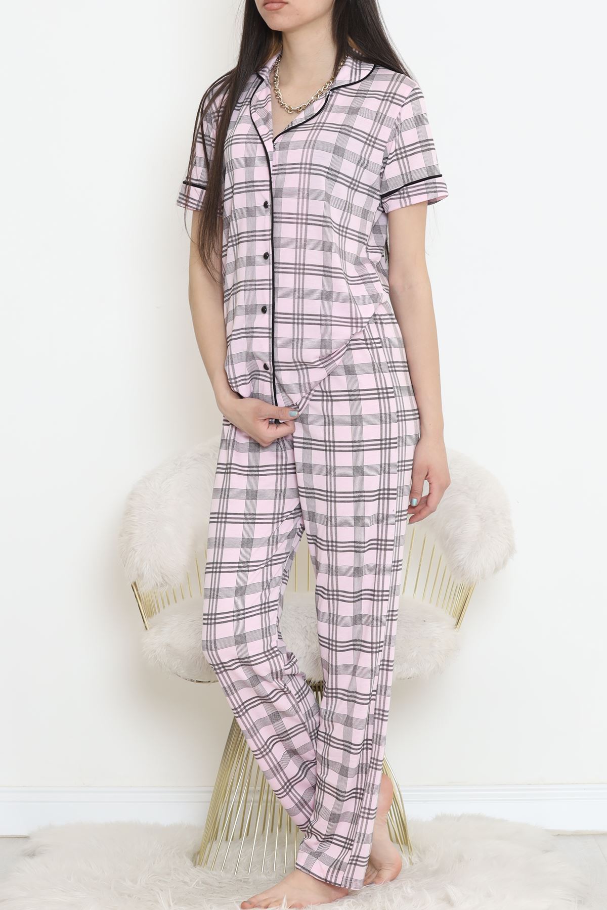 Poliviskon Arabiyeli Kısa Kollu Takım Pembekareli - 927.1287.