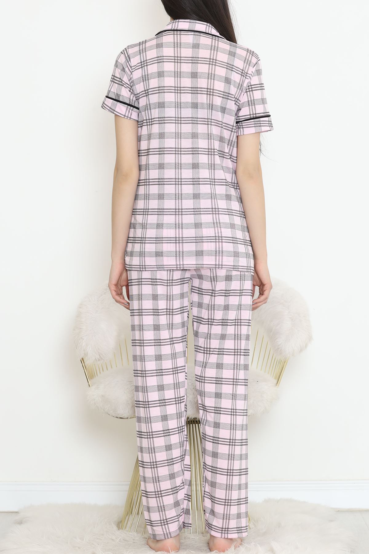 Poliviskon Arabiyeli Kısa Kollu Takım Pembekareli - 927.1287.